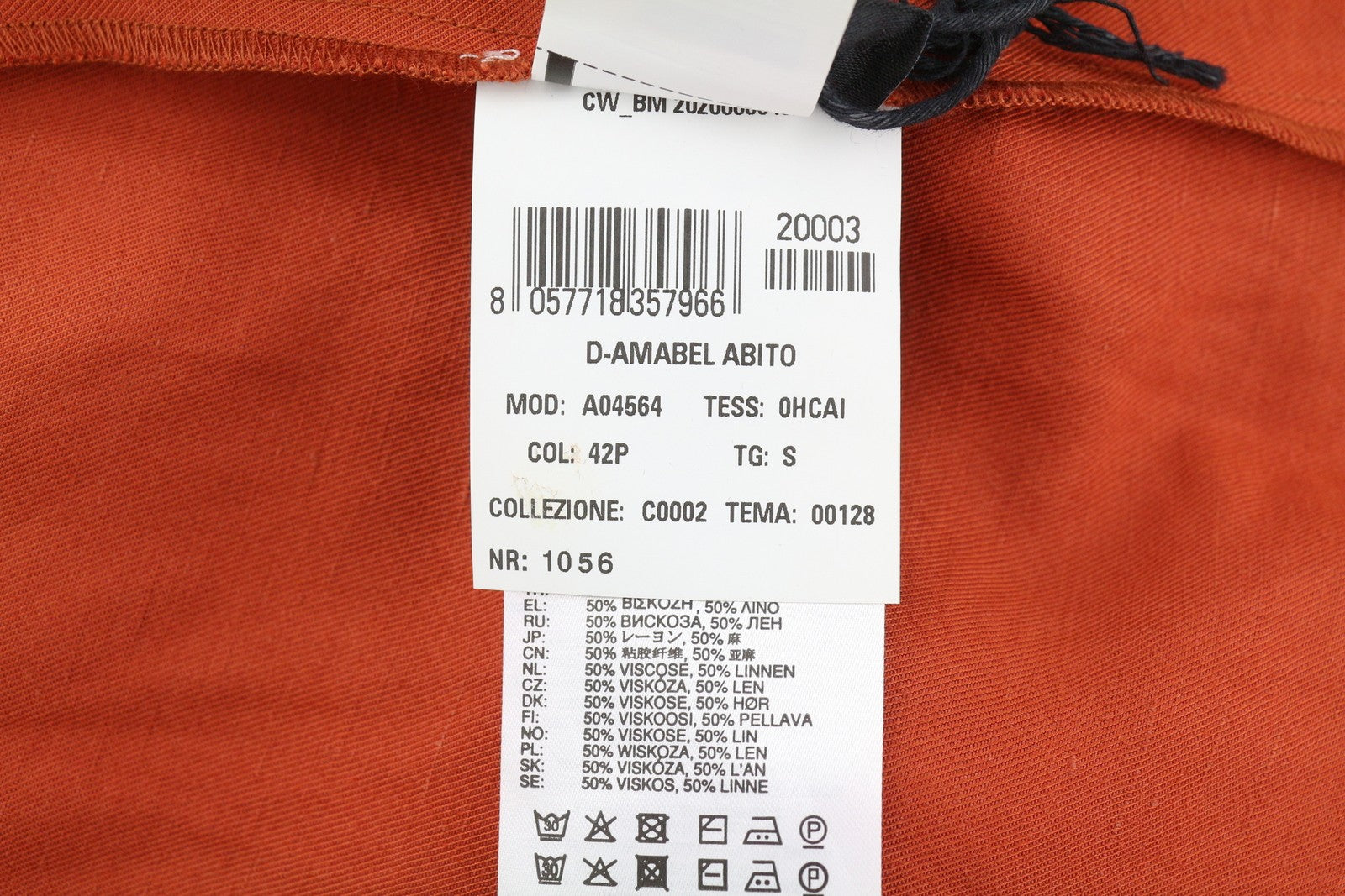 DIESEL D-Amabel moteriška suknelė S oranžinė lino mišinio sagomis trumpomis rankovėmis RMK 365 € 