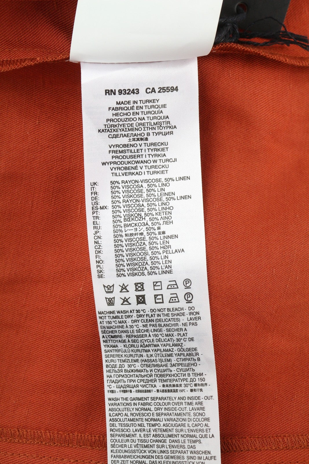 DIESEL D-Amabel moteriška suknelė S oranžinė lino mišinio sagomis trumpomis rankovėmis RMK 365 € 