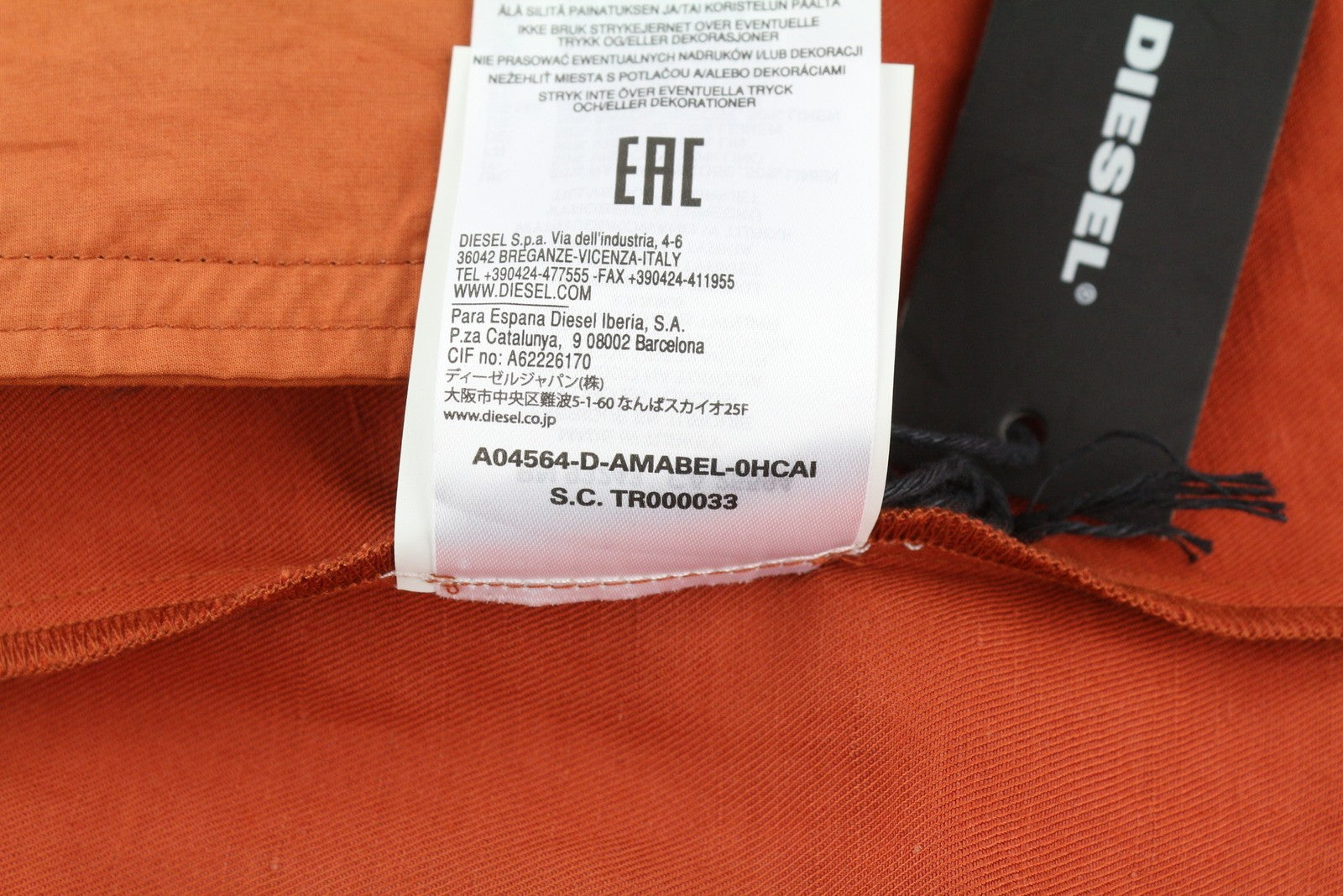 DIESEL D-Amabel moteriška suknelė S oranžinė lino mišinio sagomis trumpomis rankovėmis RMK 365 € 