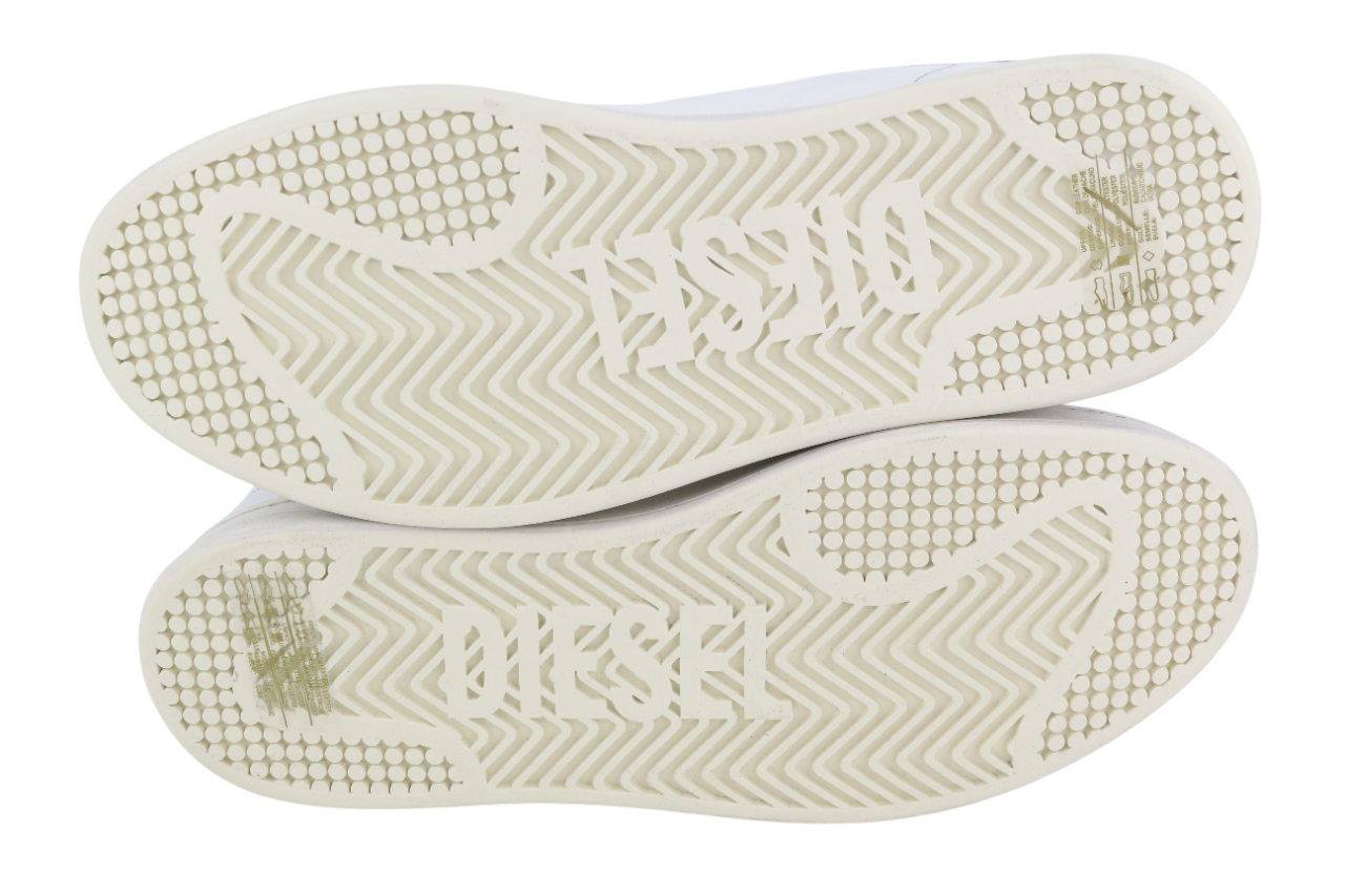 DIESEL S-Athene žemakulniai vyriški sportbačiai, balti, odiniai, suvarstomi, EU41, kaina – 160 € 