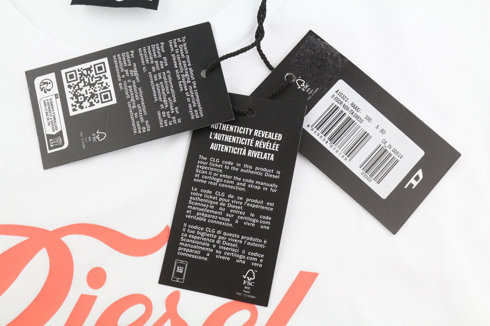 DIESEL D-Egor-New-Ita moteriška suknelė M balta trumpomis rankovėmis trikotažo laisvalaikio logotipas 