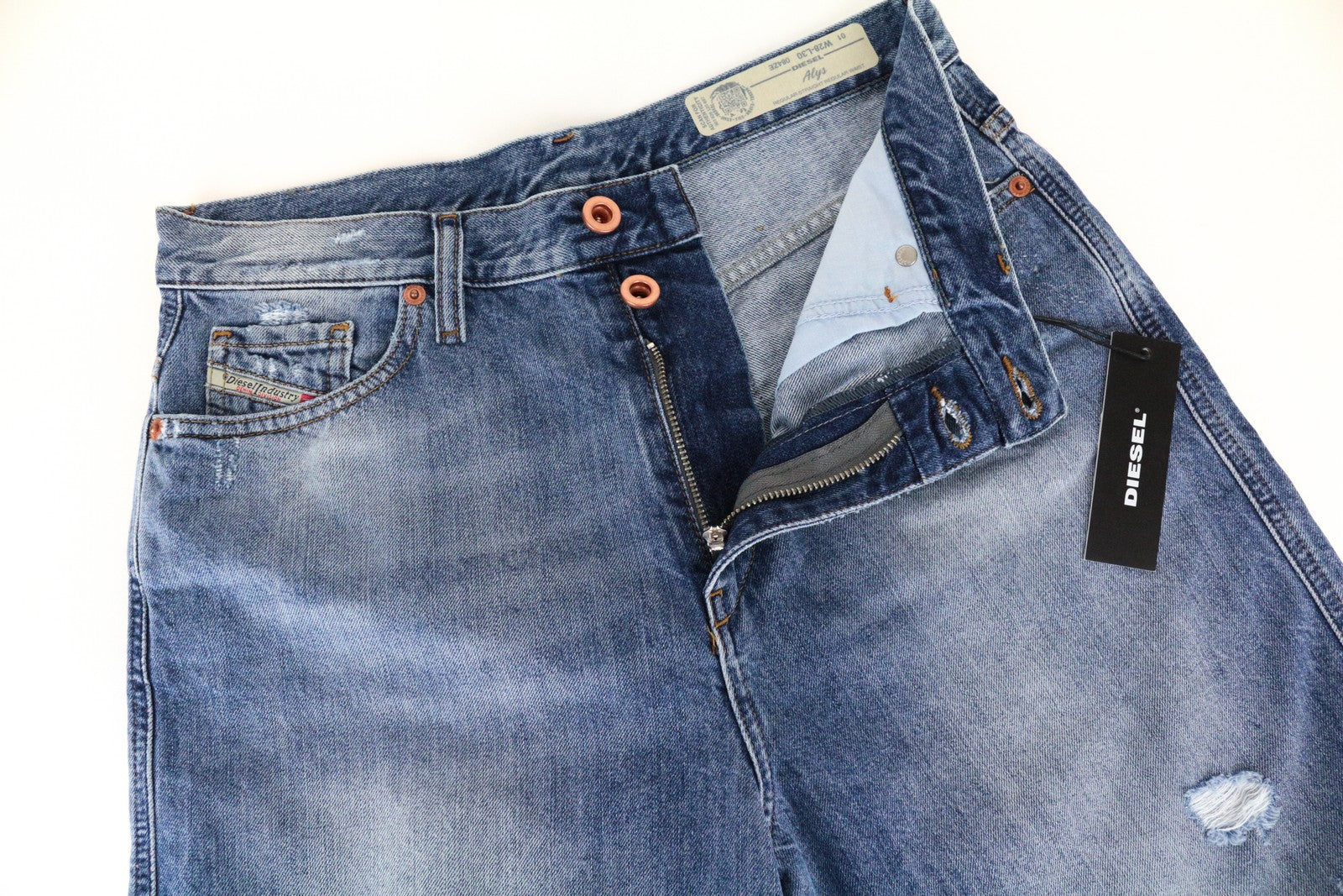 DIESEL Alys 084ZE moteriški džinsai W28 L30 tiesaus kirpimo, dirbtinai mėlyni, medvilniniai 