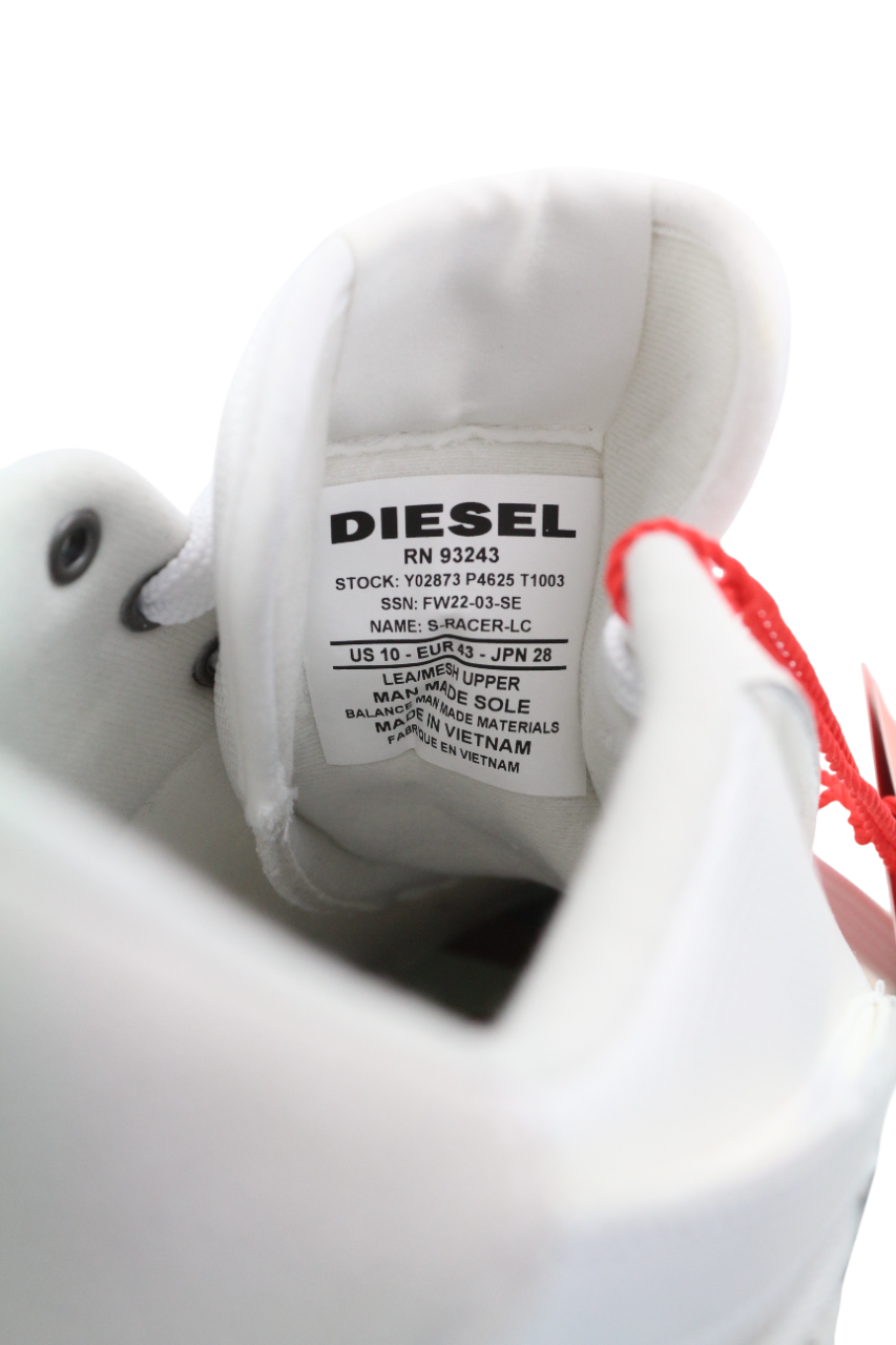 DIESEL S-Racer-Lc vyriški sportbačiai, EU43, balti, zomšiniai, odiniai, RRP 195 € 