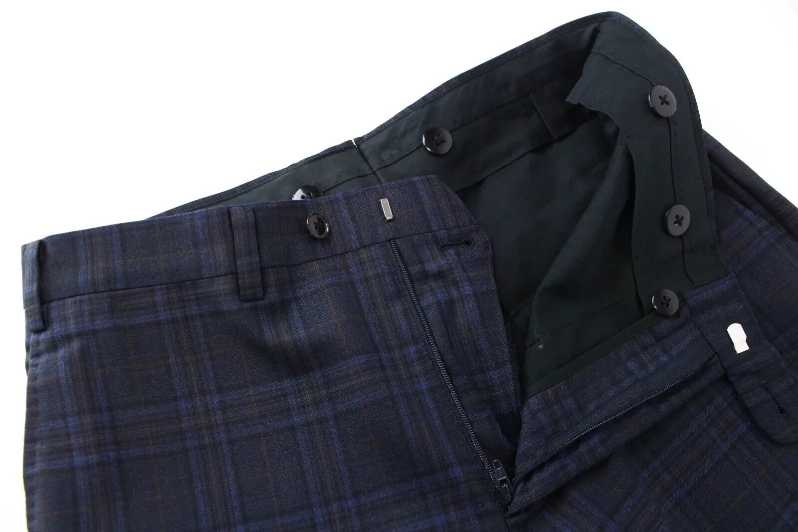 SUITSUPPLY Lazio Men's UK36 Wool Trousers Blue Plaid Lined Tailored Pants