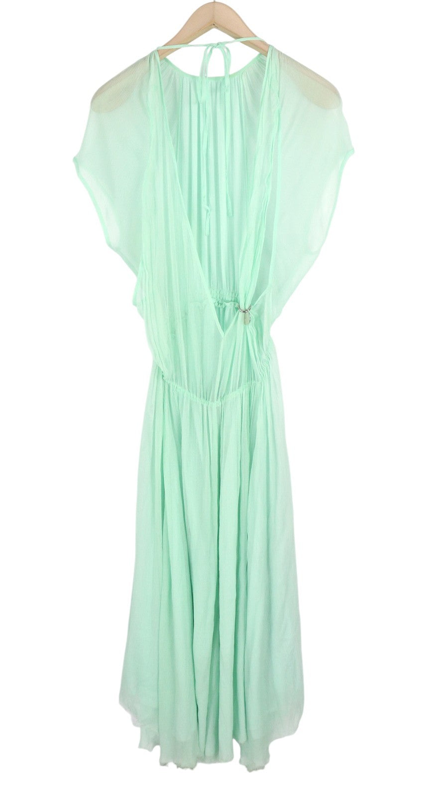 DIESEL D-Tangi moteriška suknelė S, žalia, asimetriška, su raukiniais, RRP 399 € MIDI 