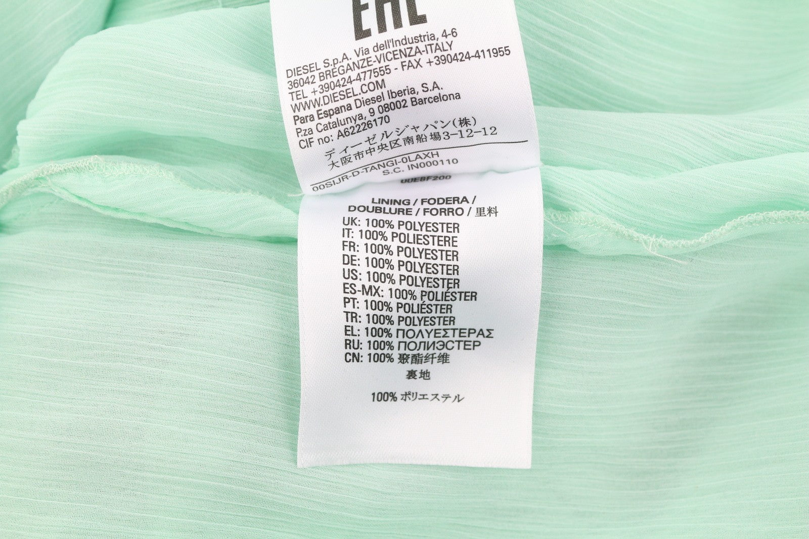 DIESEL D-Tangi moteriška suknelė S, žalia, asimetriška, su raukiniais, RRP 399 € MIDI 