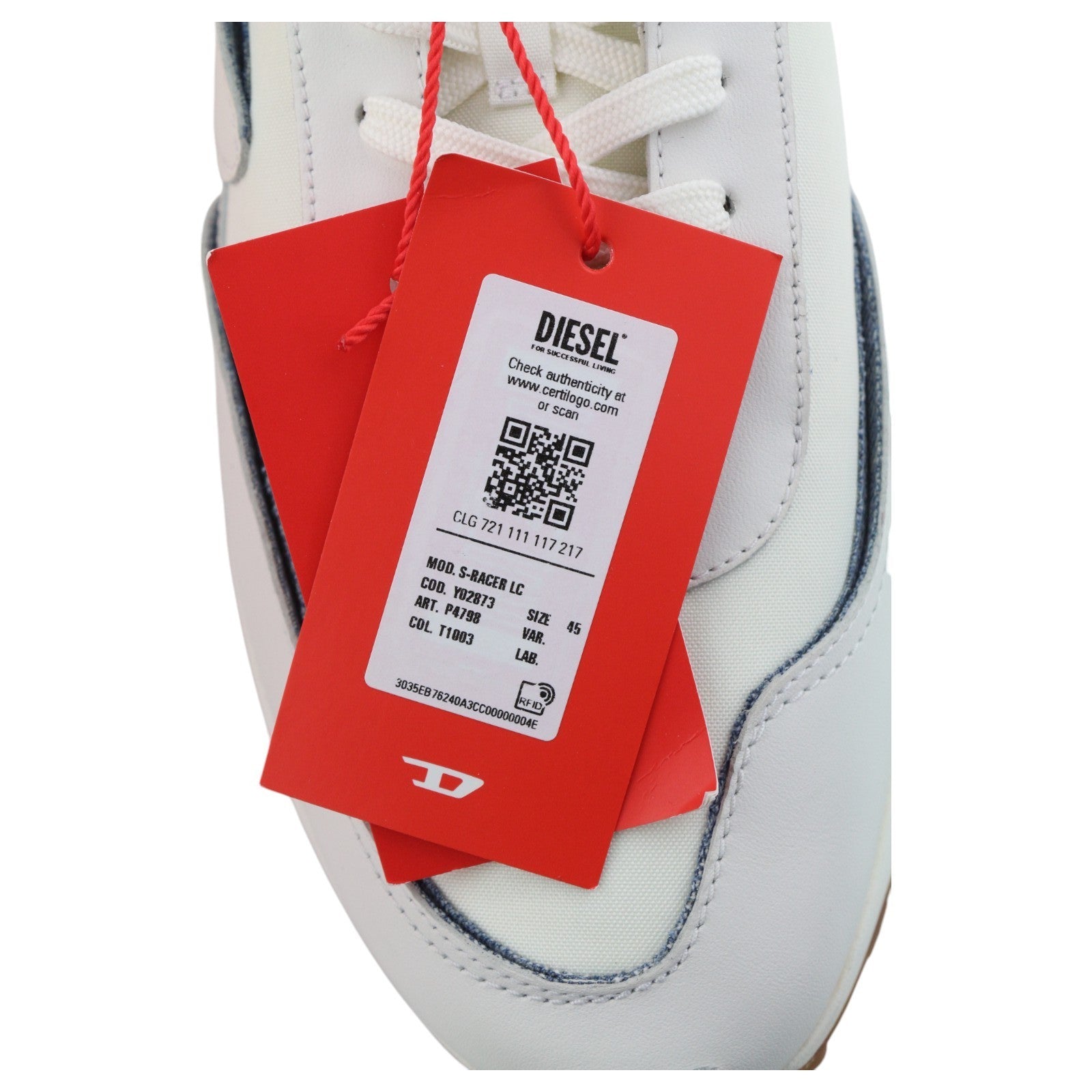 DIESEL S-Racer LC vyriški sportbačiai, balti, zomšos ir odos, 45 €, rekomenduojama kaina – 195 €