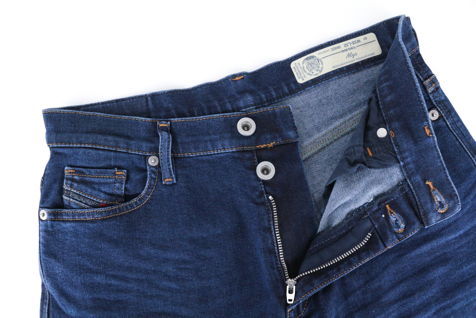 DIESEL Alys 084ZC moteriški džinsai W28/L32 mėlyni, skalbtos medvilnės tamprūs, tiesūs 