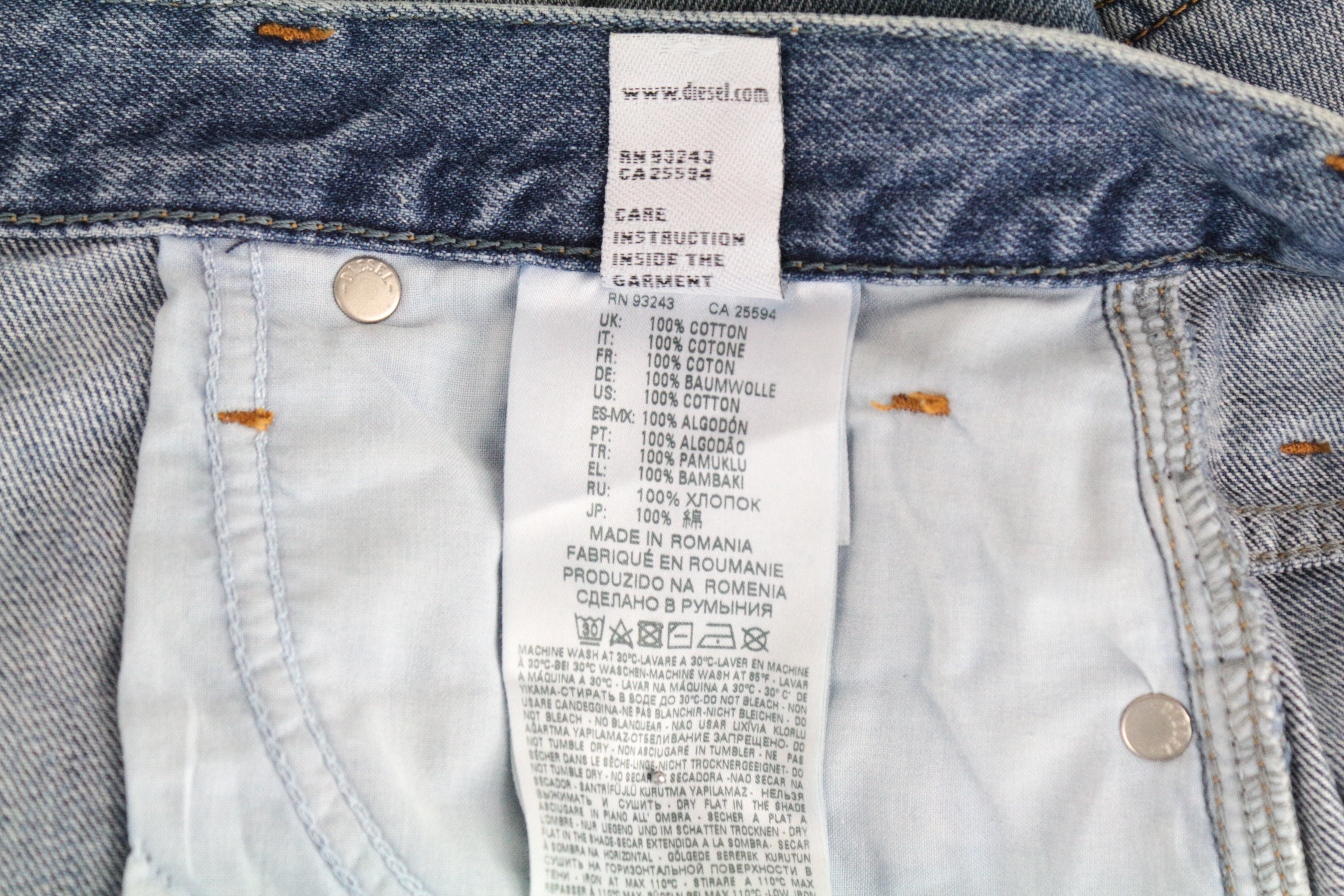 DIESEL Alys 084ZE moteriški džinsai W28 L30 plėšyti, skalbti mėlyni, tiesūs medvilniniai