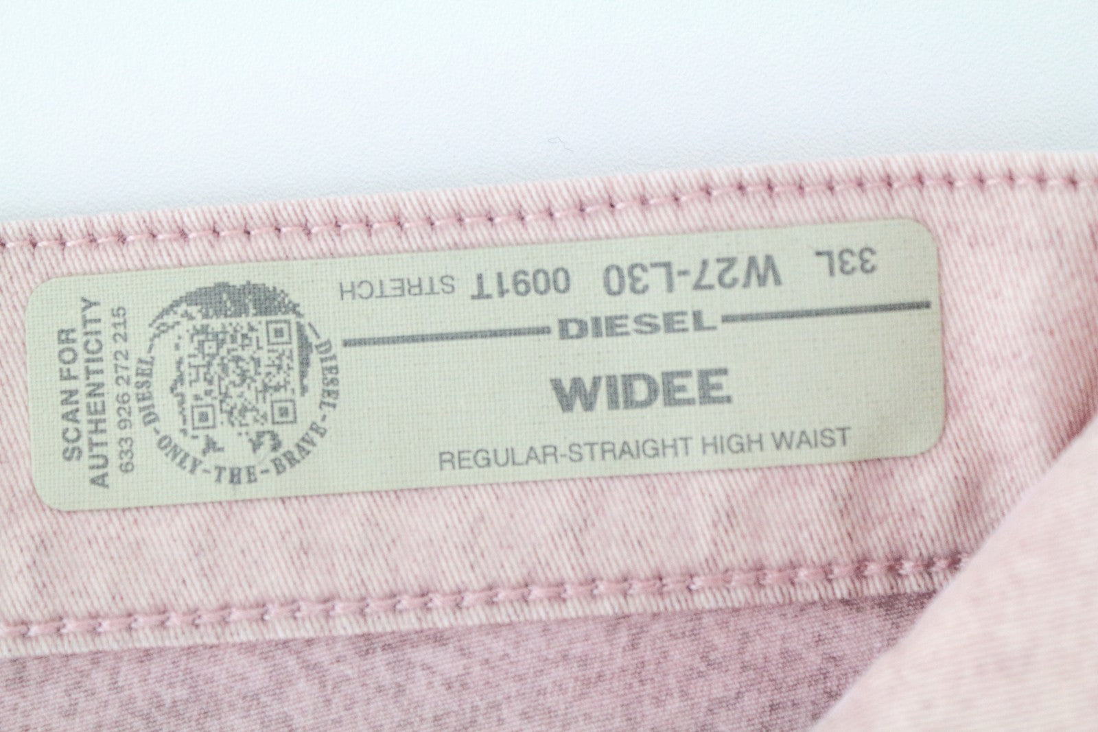 DIESEL Widee 0091T moteriški W27 L30 platėjantys rožiniai džinsai su tampriu kirpimu, tiesūs 