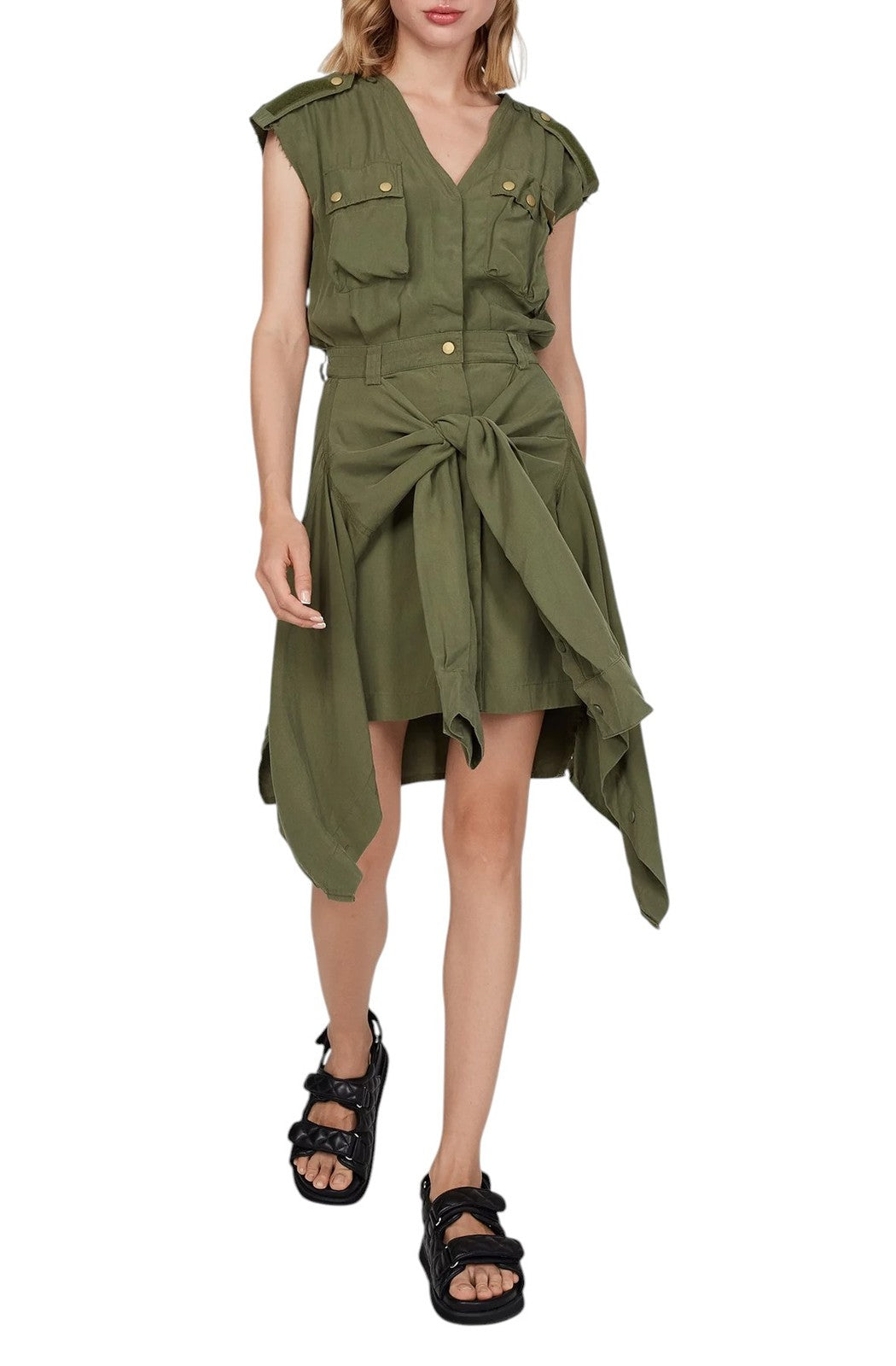 DIESEL D-Giuditta moteriška suknelė S dydžio, žalia, be rankovių, sarafaniška suknelė su detale (RRP295)