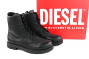 DIESEL D-Alabhama CB vyriški aulinukai, juodi, odiniai, vidutinio ūgio, suvarstomi, EU44, RRP 295 € 