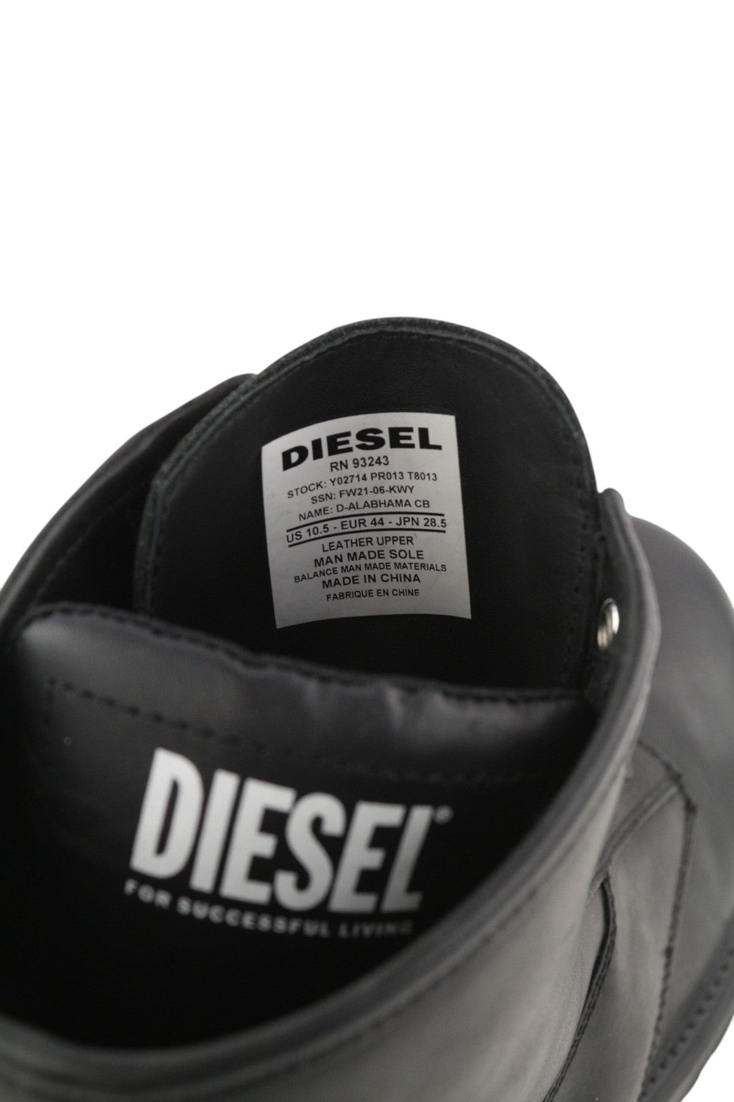 DIESEL D-Alabhama CB vyriški aulinukai, juodi, odiniai, vidutinio ūgio, suvarstomi, EU44, RRP 295 € 