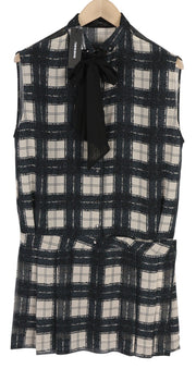 DIESEL D-Nedora moteriška suknelė L, juoda, be rankovių, raštuota, su sagomis ir logotipu, trumpa 