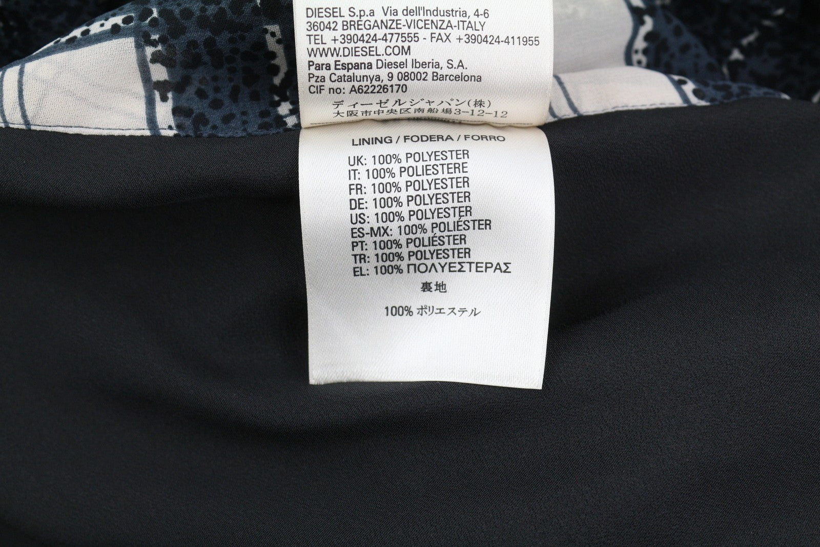 DIESEL D-Nedora moteriška suknelė L, juoda, be rankovių, raštuota, su sagomis ir logotipu, trumpa 