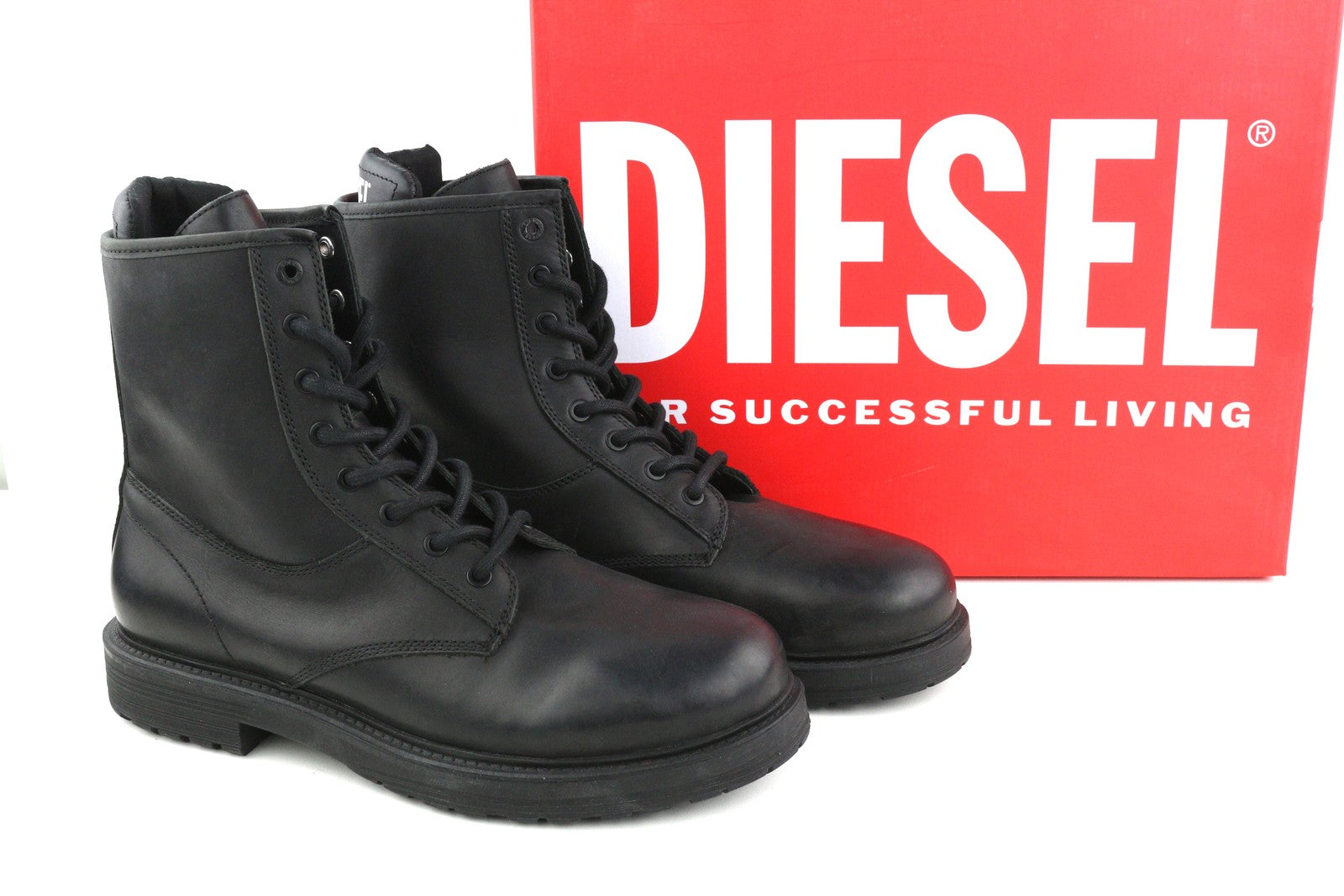 DIESEL D-Alabhama CB vyriški aulinukai, juodi, odiniai, vidutinio ūgio, su raišteliais, EU44, RRP 295 € 