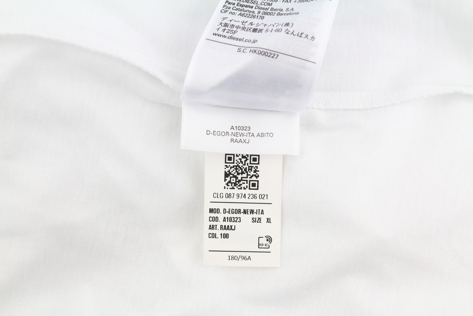 DIESEL D-Egor-New-Ita moteriška suknelė XL dydžio, balta, trumpomis rankovėmis, trikotažo spalvos, laisvalaikio stiliaus, su logotipu. 