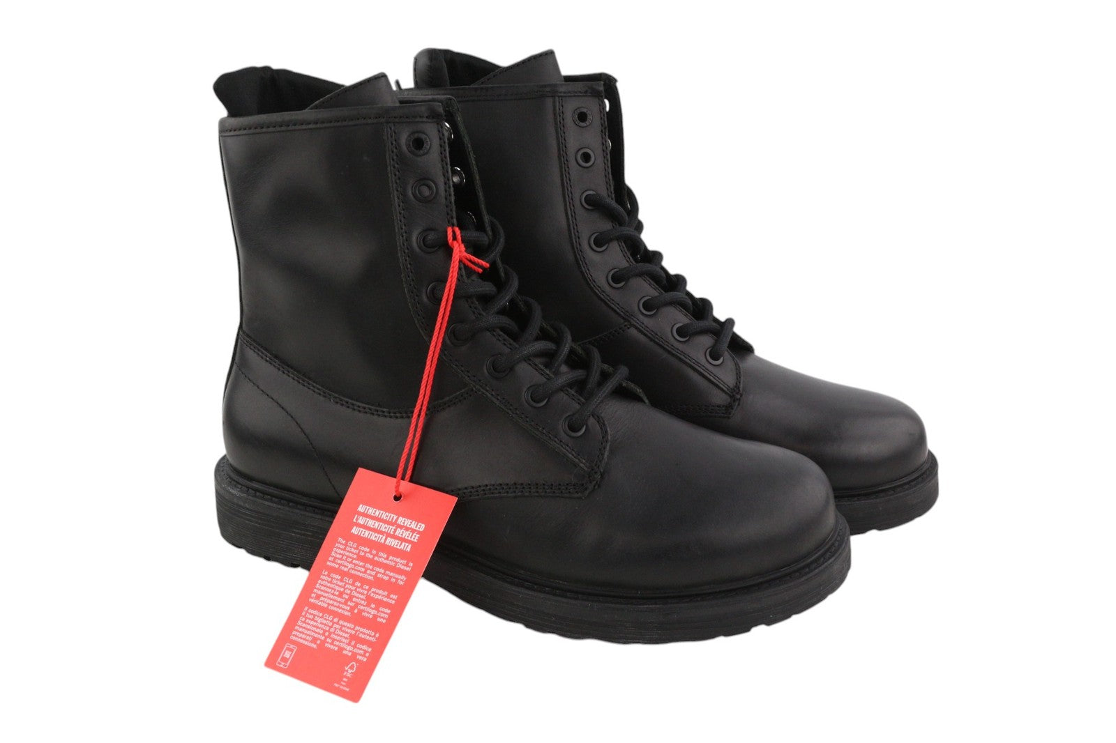 DIESEL D-Alabhama CB vyriški batai, juodi odiniai, vidutinio ūgio, suvarstyti, EU45, RRP 295 € 