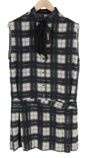 DIESEL D-Nedora moteriška suknelė L juoda be rankovių su raštuotomis sagomis ir logotipu 