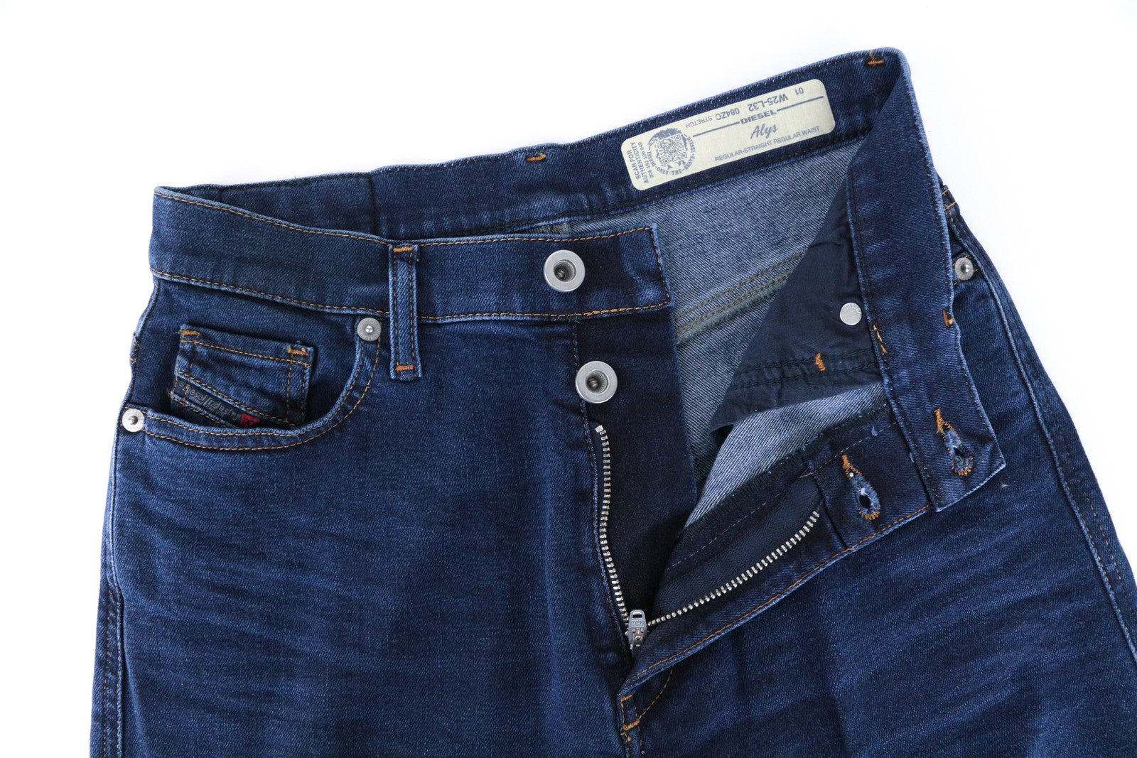 DIESEL Alys 084ZC moteriški W25 L32 tamprūs džinsai mėlyni, tiesaus kirpimo 
