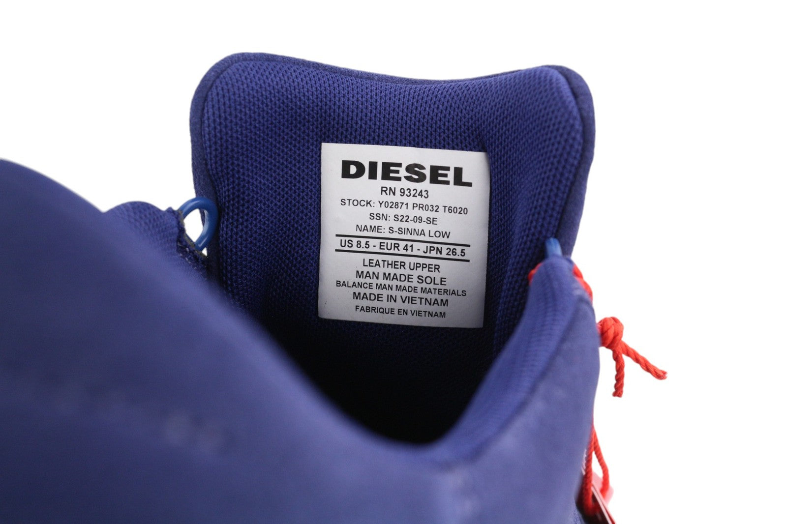 DIESEL S-Sinna žemakulniai vyriški sportbačiai, mėlyni, karvės odos, žemakulniai, EU41, RRP 160 € 