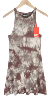 DIESEL M-Eugenie moteriška suknelė L, skalbtos bordo spalvos, blizganti, briaunuota, trumpa. RRP 225 €. 