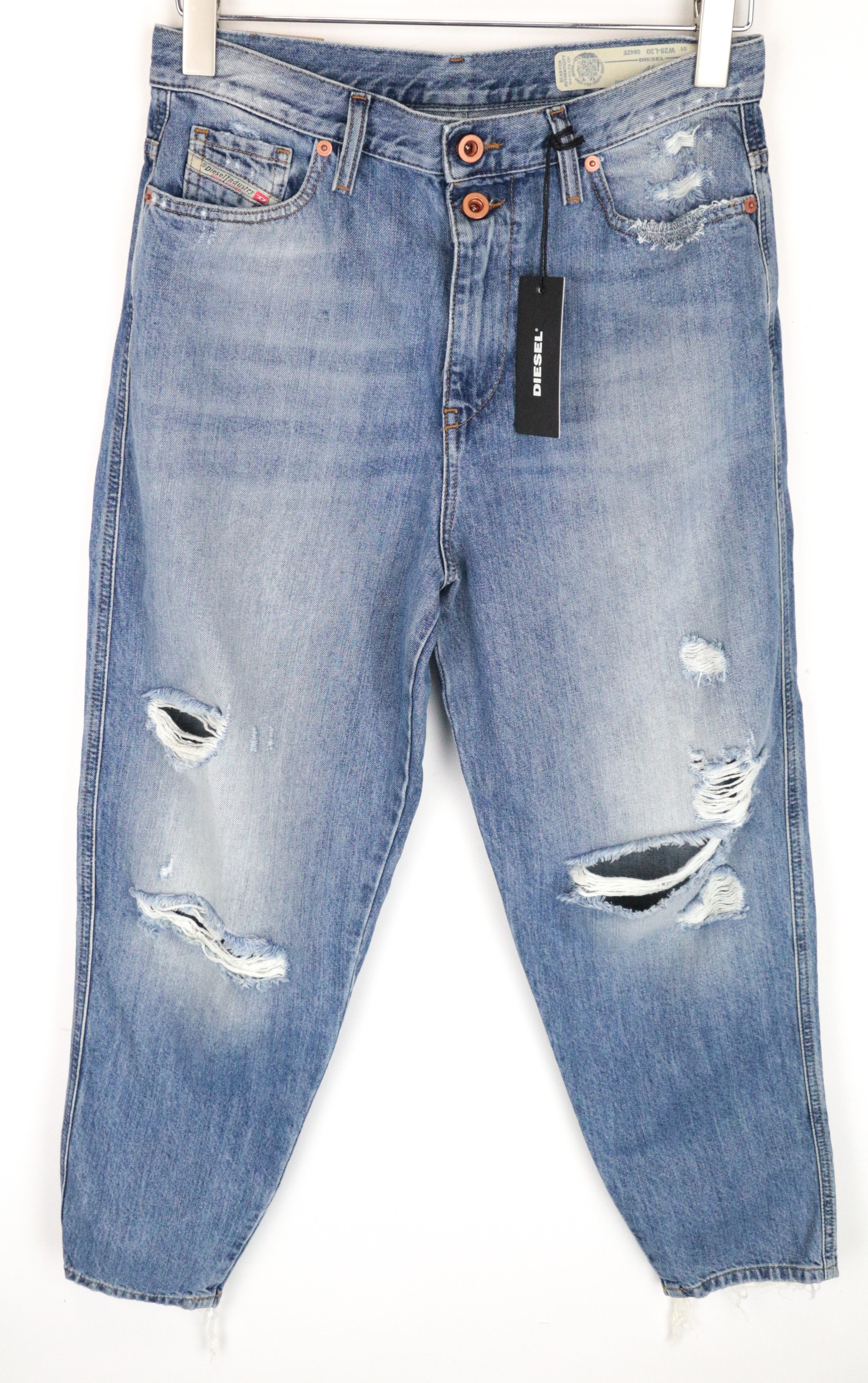 DIESEL Alys 084ZE Women's Blue Cotton Denim Straight W28/L30 Distressed Jeans