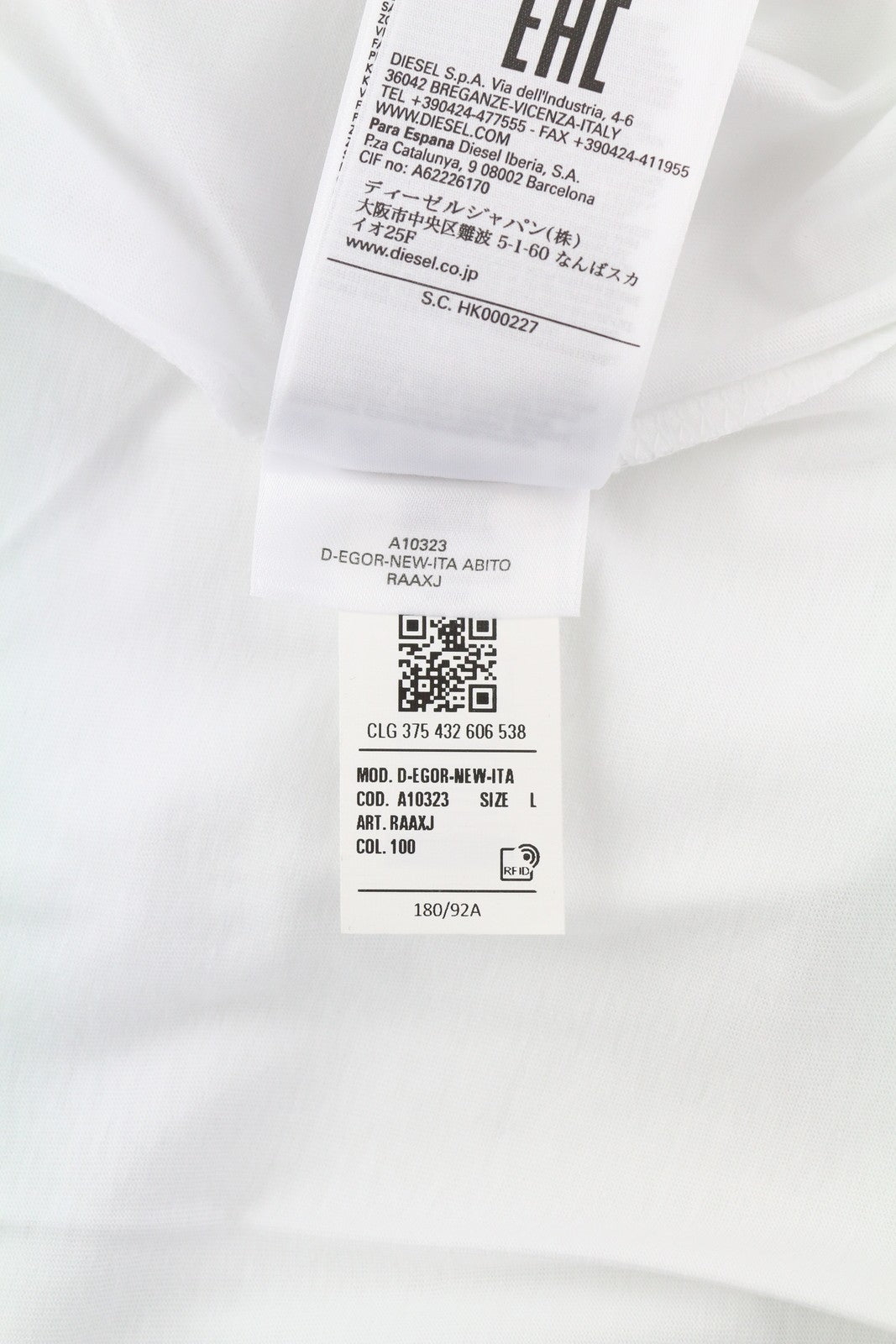 DIESEL D-Egor-New-Ita moteriška suknelė L balta trumpomis rankovėmis trikotažo laisvalaikio logotipas 