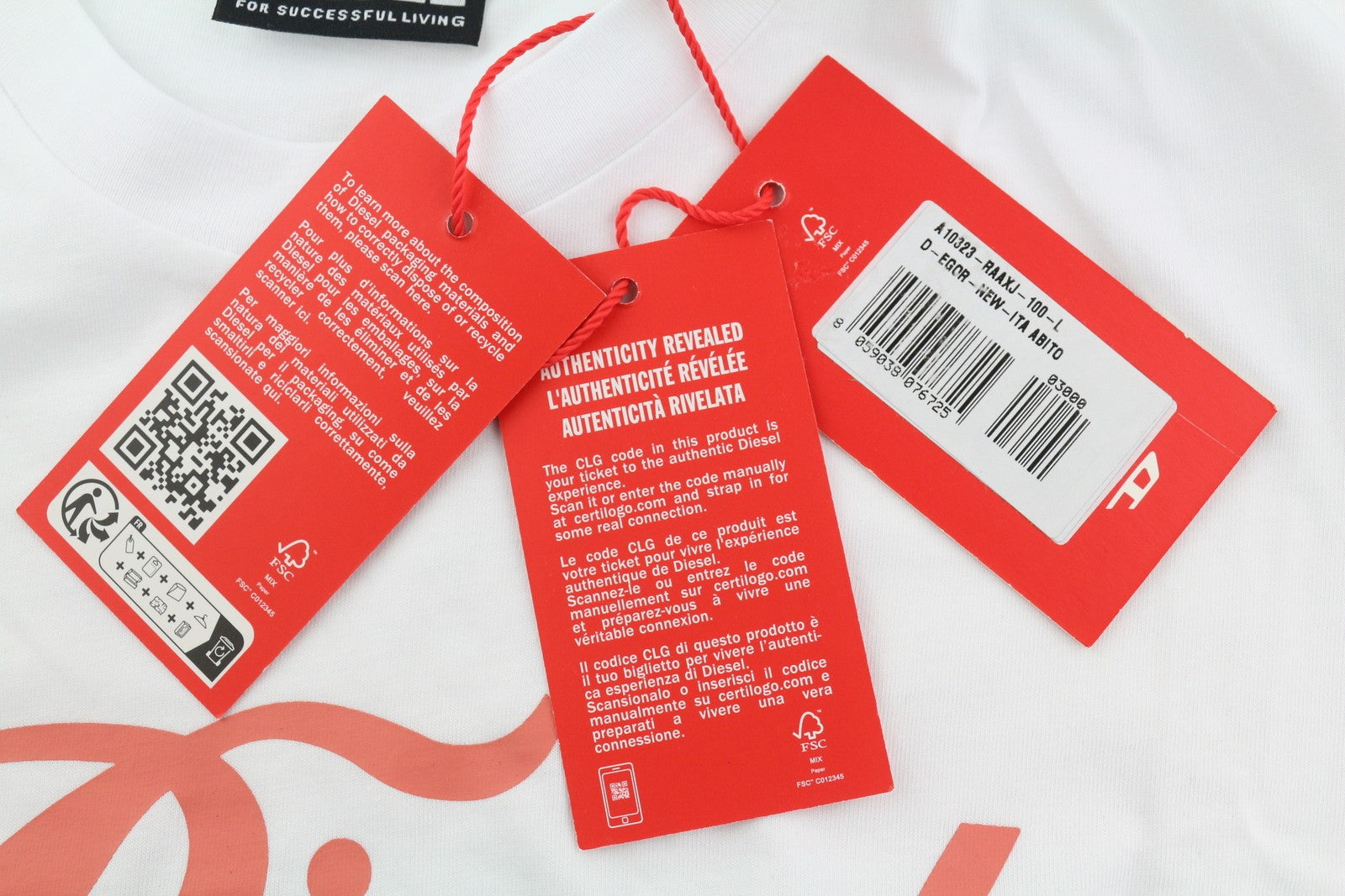 DIESEL D-Egor-New-Ita moteriška suknelė L balta trumpomis rankovėmis trikotažo laisvalaikio logotipas 