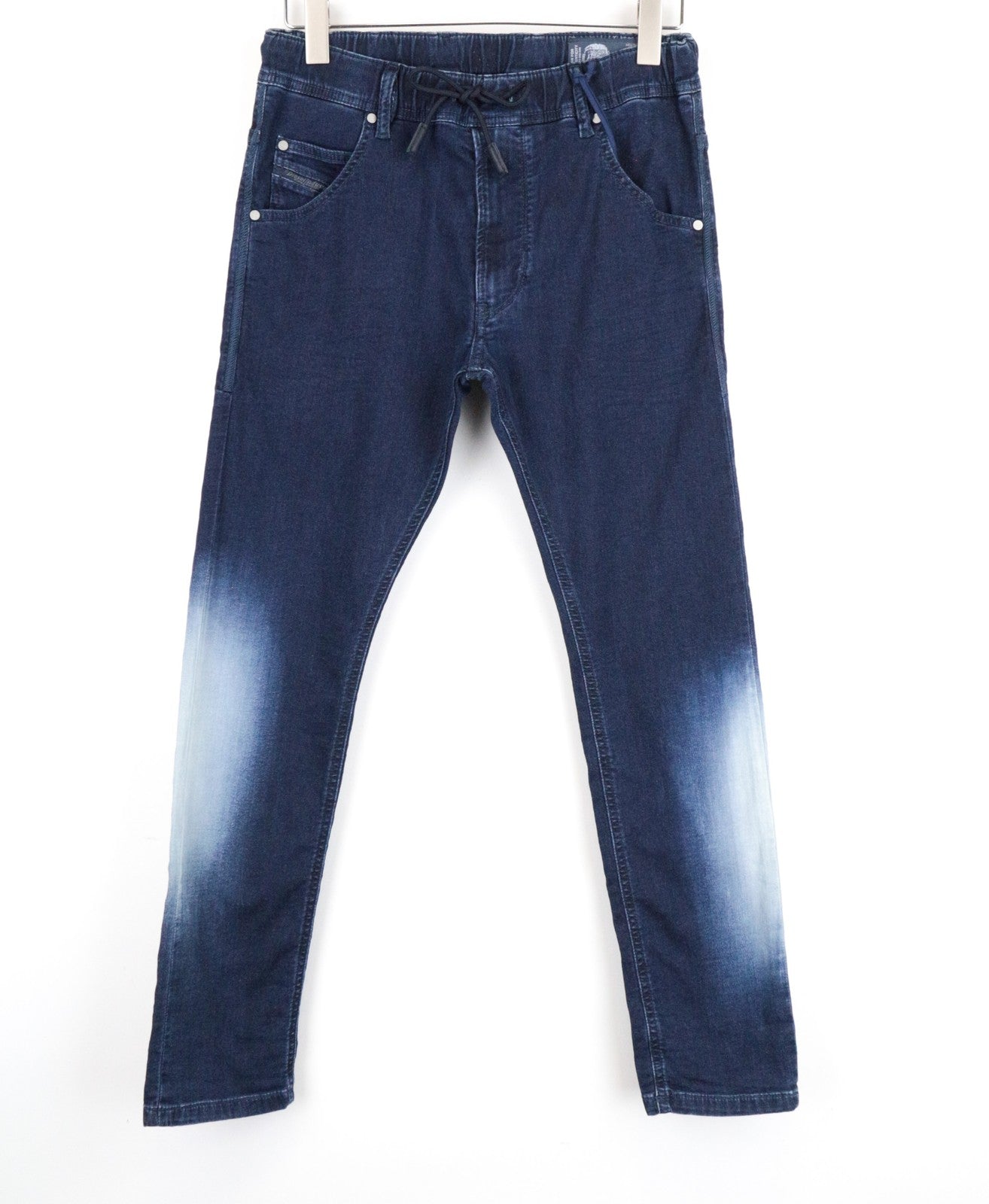 DIESEL Krooley-NE 0687D vyriški W28 Slim Carrot Jog džinsai su sportiniu užtrauktuku, mėlyni 