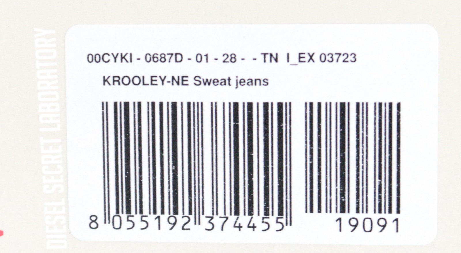 DIESEL Krooley-NE 0687D vyriški W28 Slim Carrot Jog džinsai su sportiniu užtrauktuku, mėlyni 