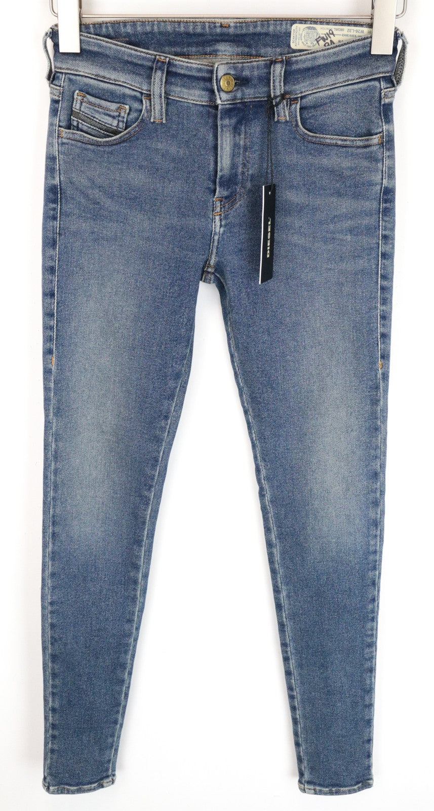 DIESEL Slandy 083AL moteriški džinsai W26/L32 itin aptempti medvilniniai tamprūs džinsai mėlyni 