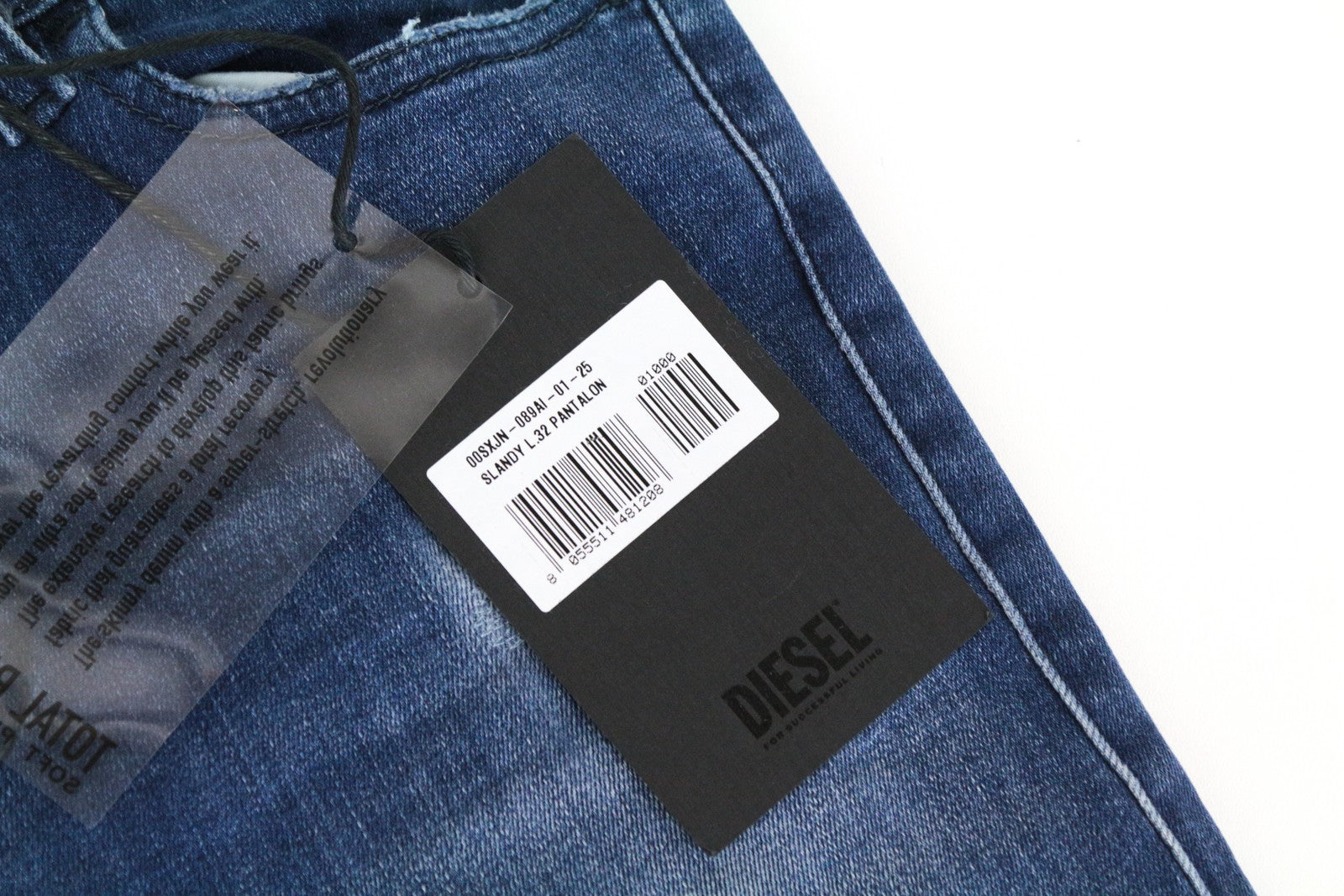 DIESEL Slandy 089AI moteriški džinsai W25/L32 itin aptempti medvilniniai tamprūs džinsai, mėlyni 