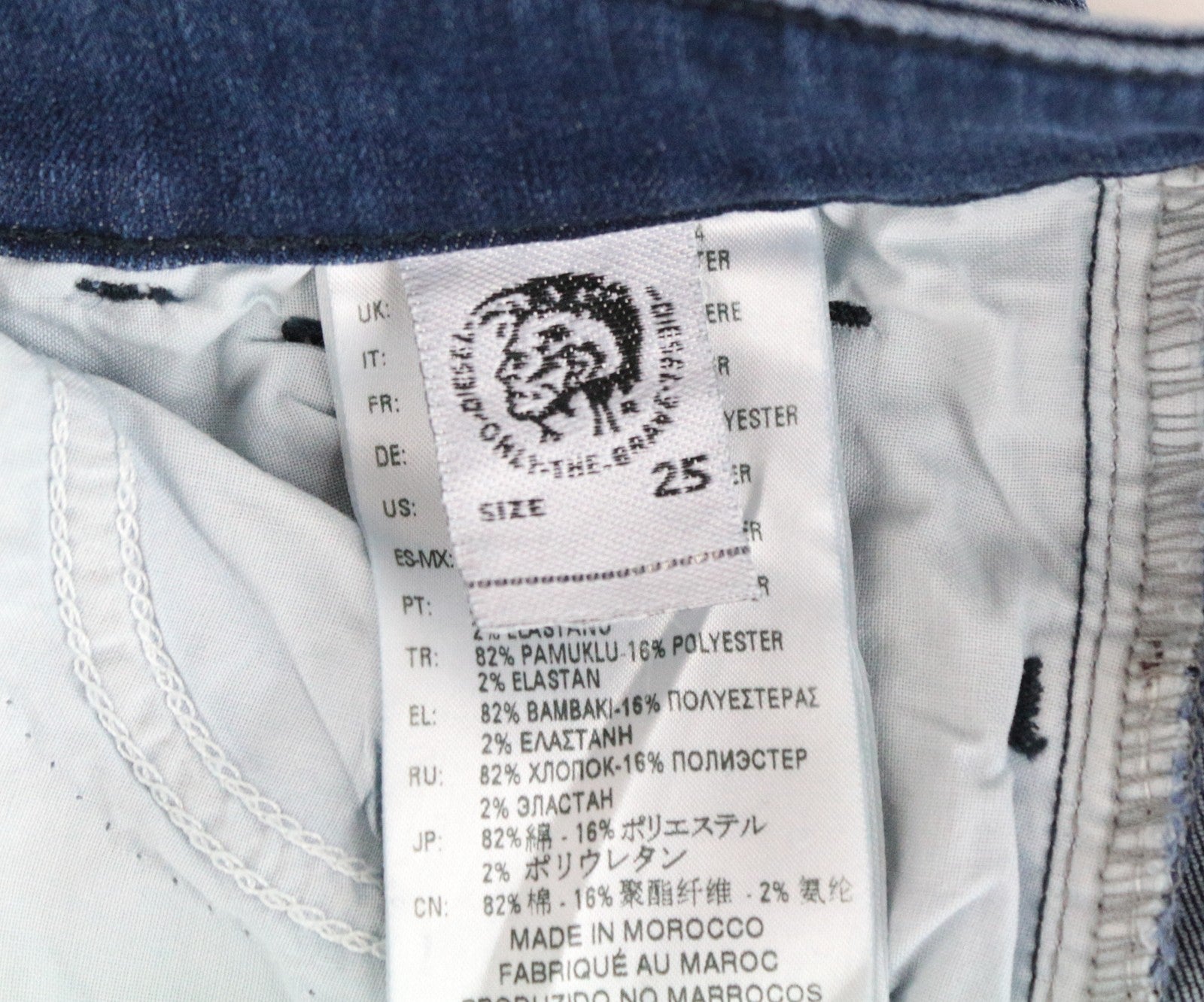 DIESEL Slandy 089AI moteriški džinsai W25/L32 itin aptempti medvilniniai tamprūs džinsai, mėlyni 