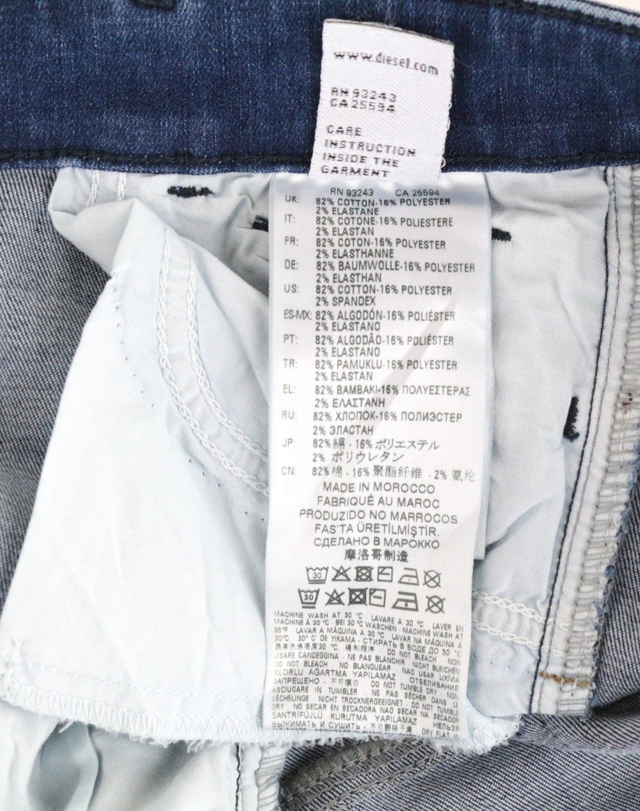 DIESEL Slandy 089AI moteriški džinsai W25/L32 itin aptempti medvilniniai tamprūs džinsai, mėlyni 