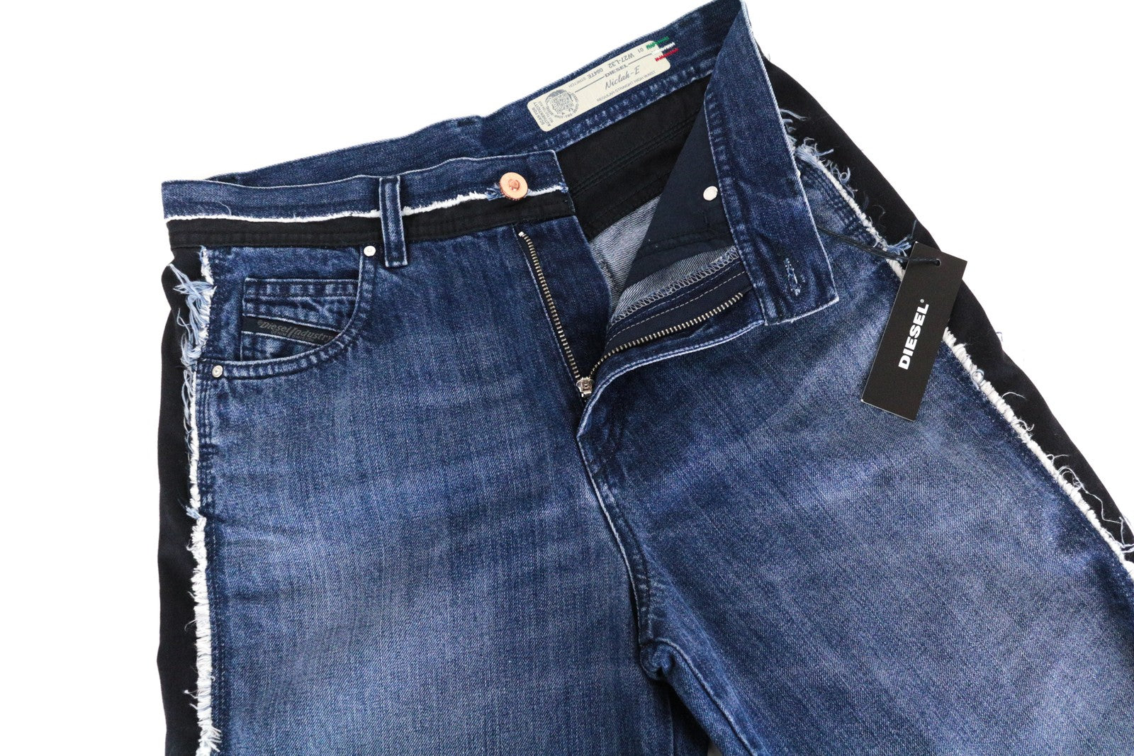 DIESEL Niclah-E 084TE moteriški džinsai W27/L32 tiesūs medvilniniai mėlyni skalbti džinsai 