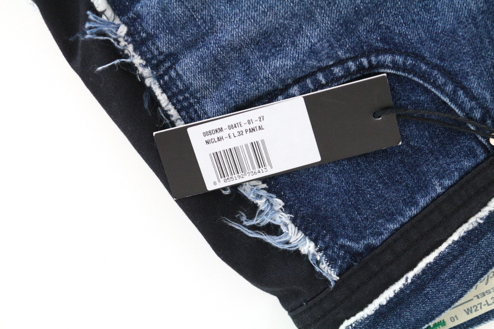 DIESEL Niclah-E 084TE moteriški džinsai W27/L32 tiesūs medvilniniai mėlyni skalbti džinsai 