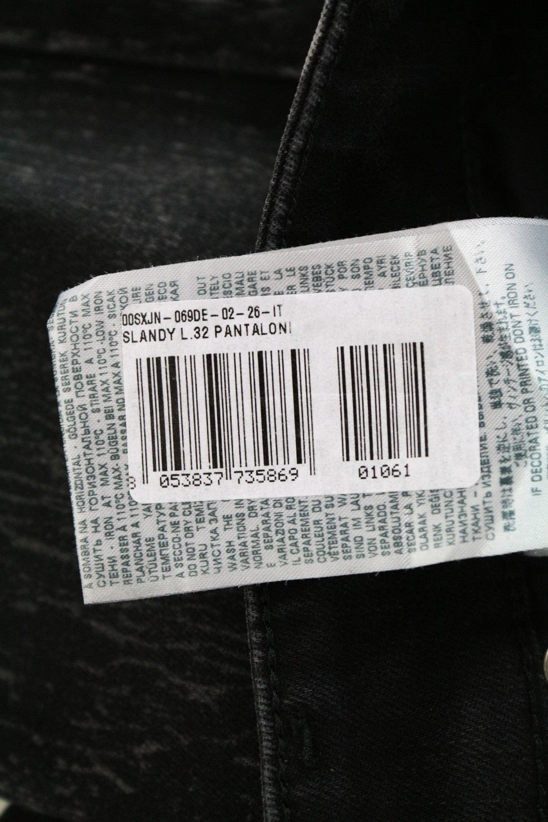 DIESEL Slandy 069DE moteriški džinsai W26/L32 Super Slim Skinny juodi medvilniniai tamprūs džinsai 