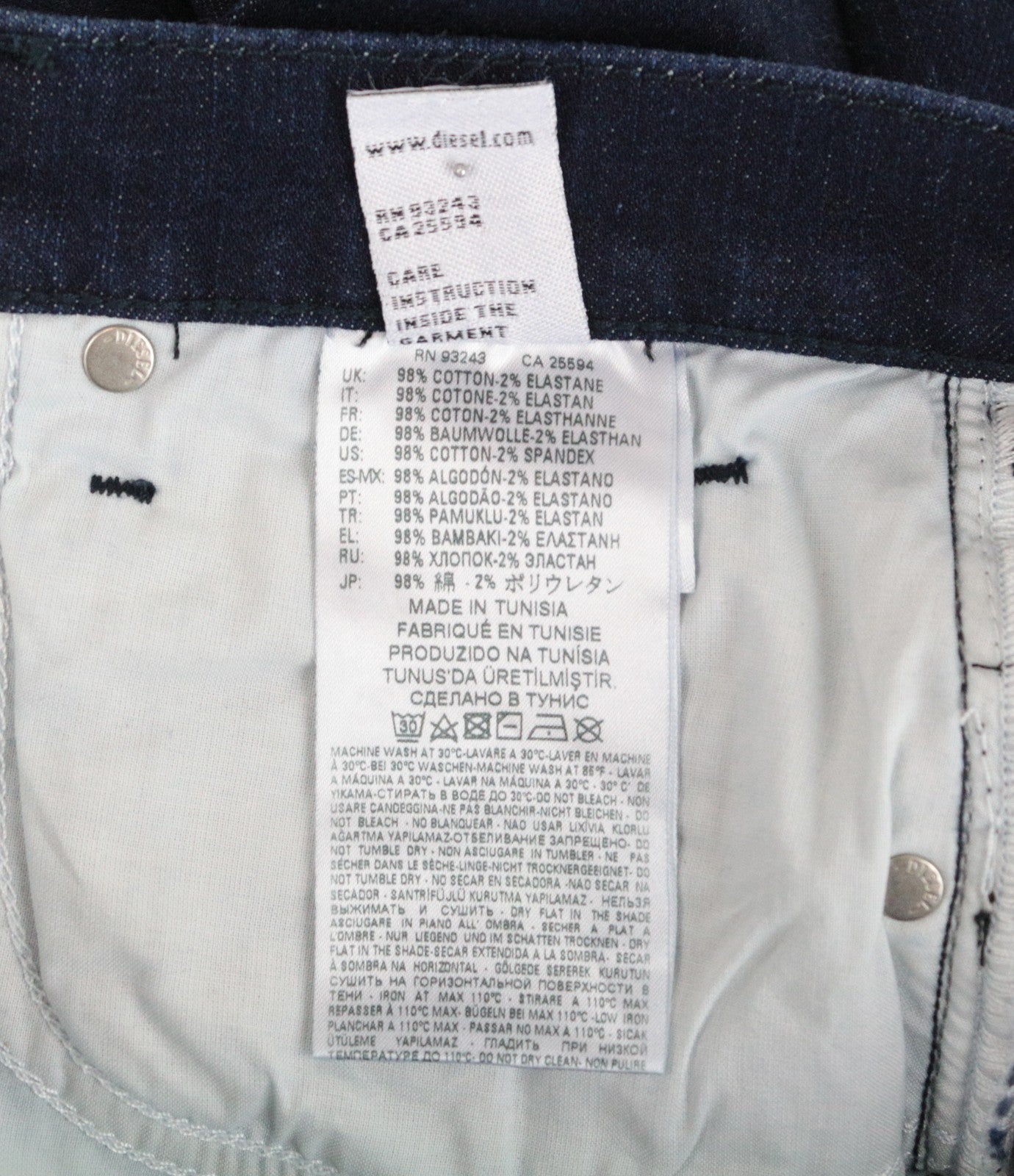 DIESEL Niclah 084CG moteriški džinsai W30/L32 tiesūs mėlyni tamprūs aukštu juosmeniu 