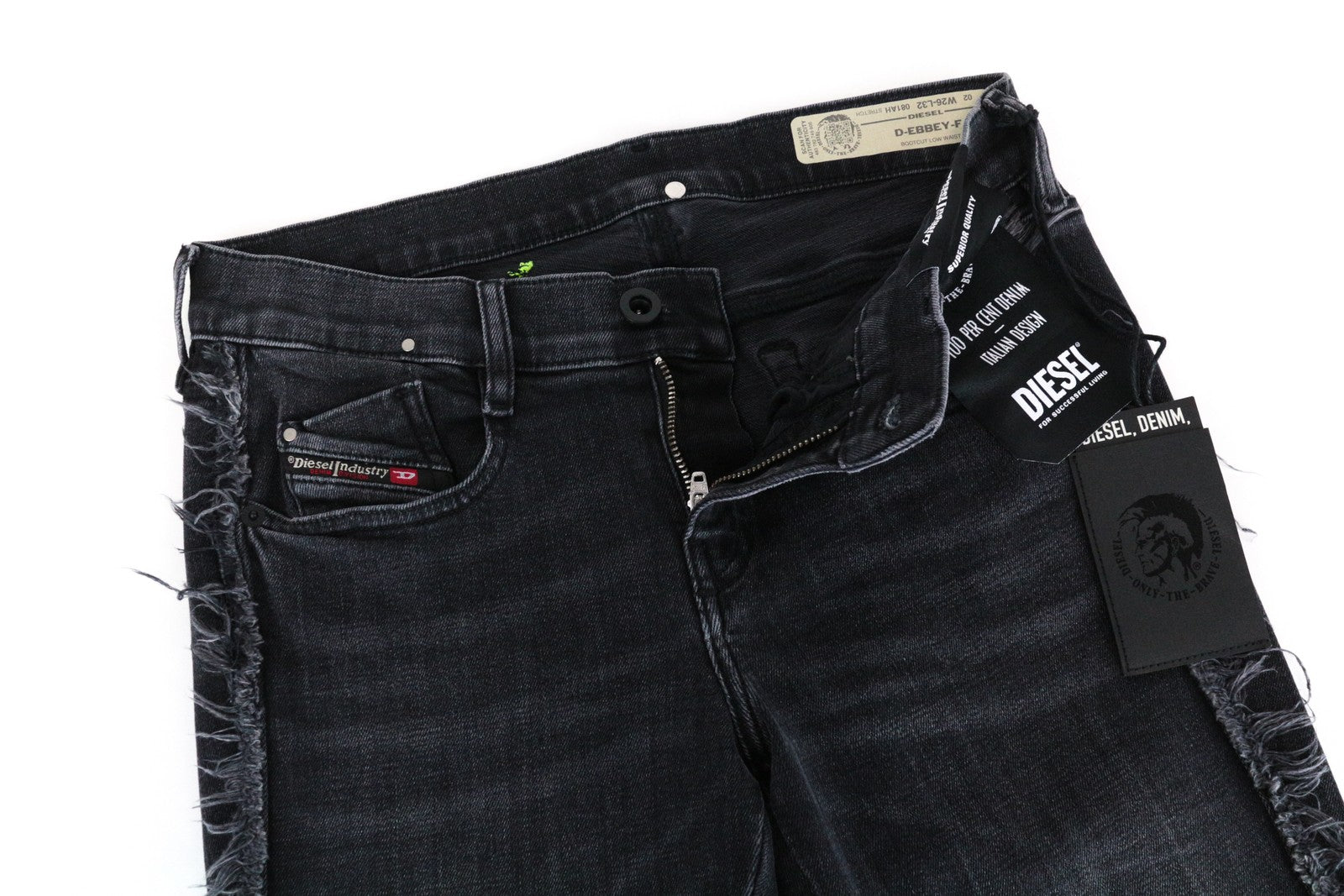 DIESEL D-Ebbey-F 081AH moteriški džinsai W26/L32, pilki, žemo juosmens, laisvo kirpimo, medvilniniai, tamprūs džinsai. 