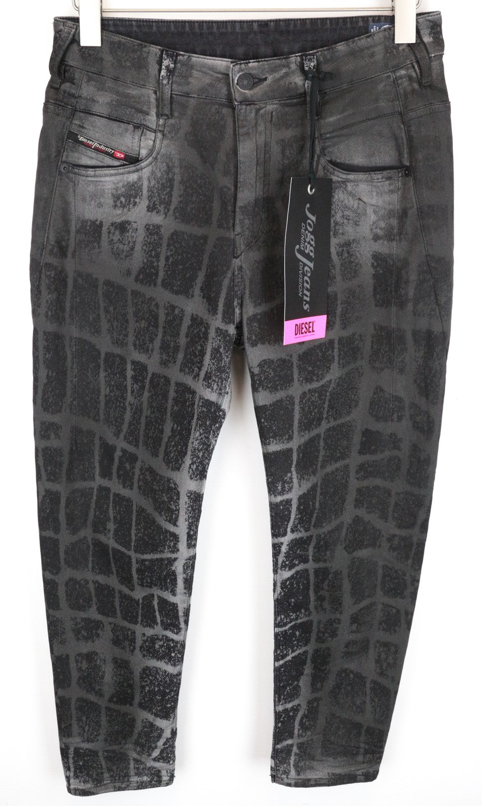 DIESEL D-Fayza-SP-NE 0094M moteriški džinsai W26 Jogg Sweat Low Boyfriend su juodu raštu 