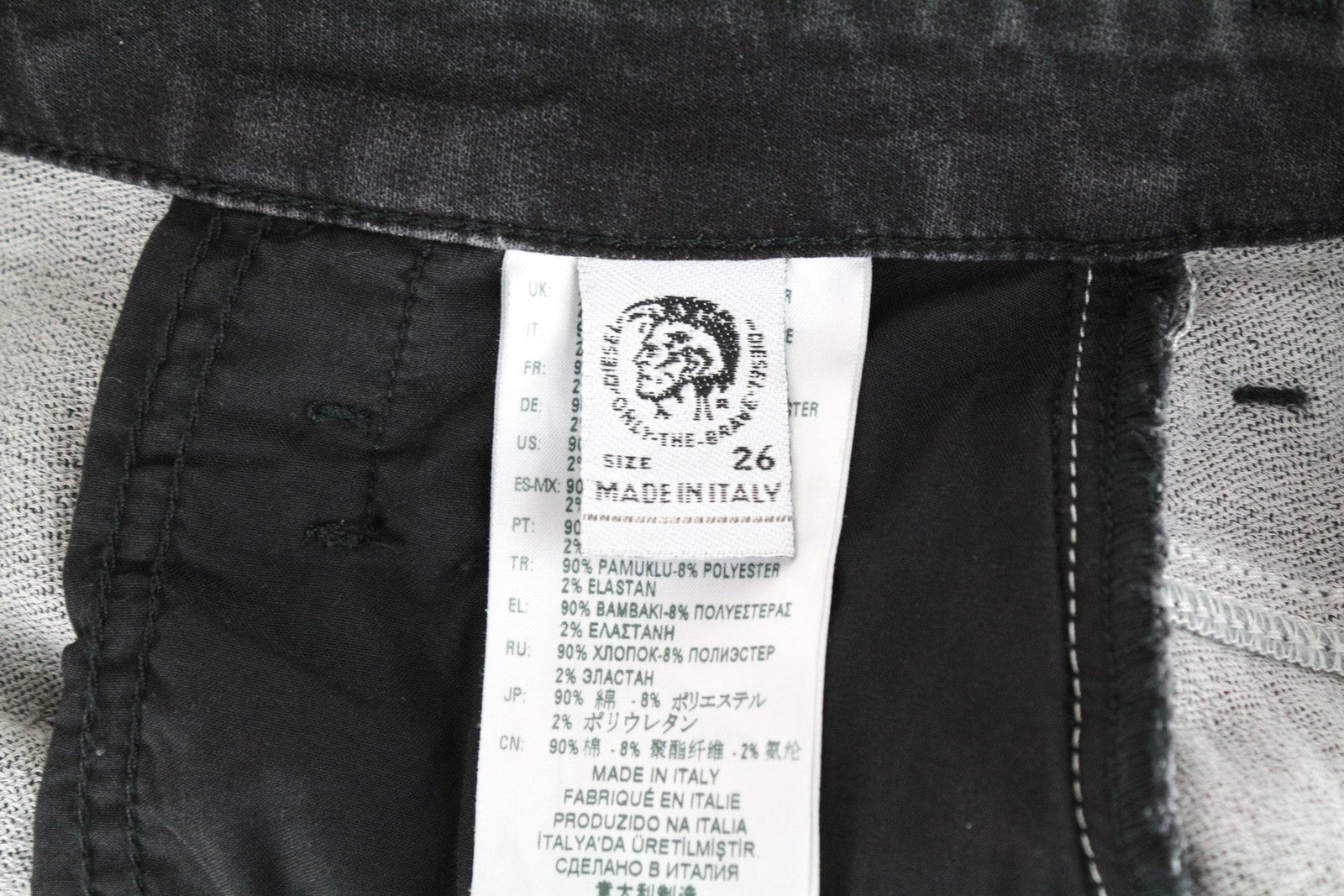 DIESEL D-Fayza-SP-NE 0094M moteriški džinsai W26 Jogg Sweat Low Boyfriend su juodu raštu 