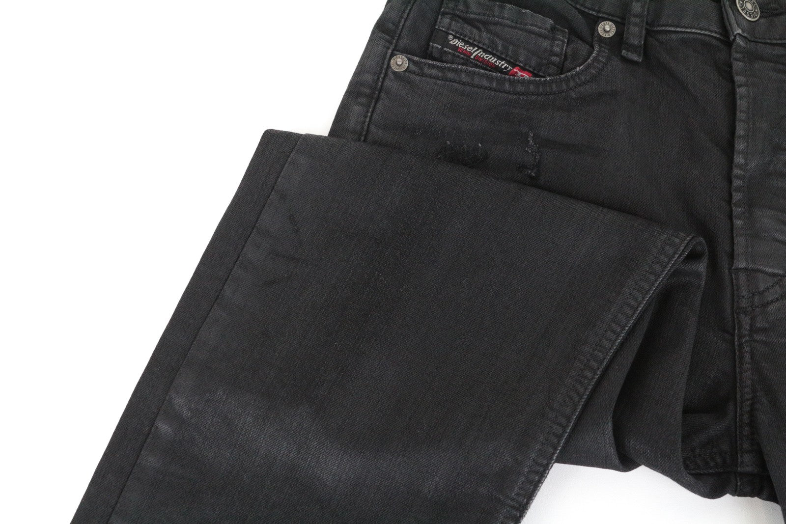 DIESEL Aryel 069JD moteriški džinsai W25/L32 Įprasti tiesūs dengti juodi tamprūs džinsai 