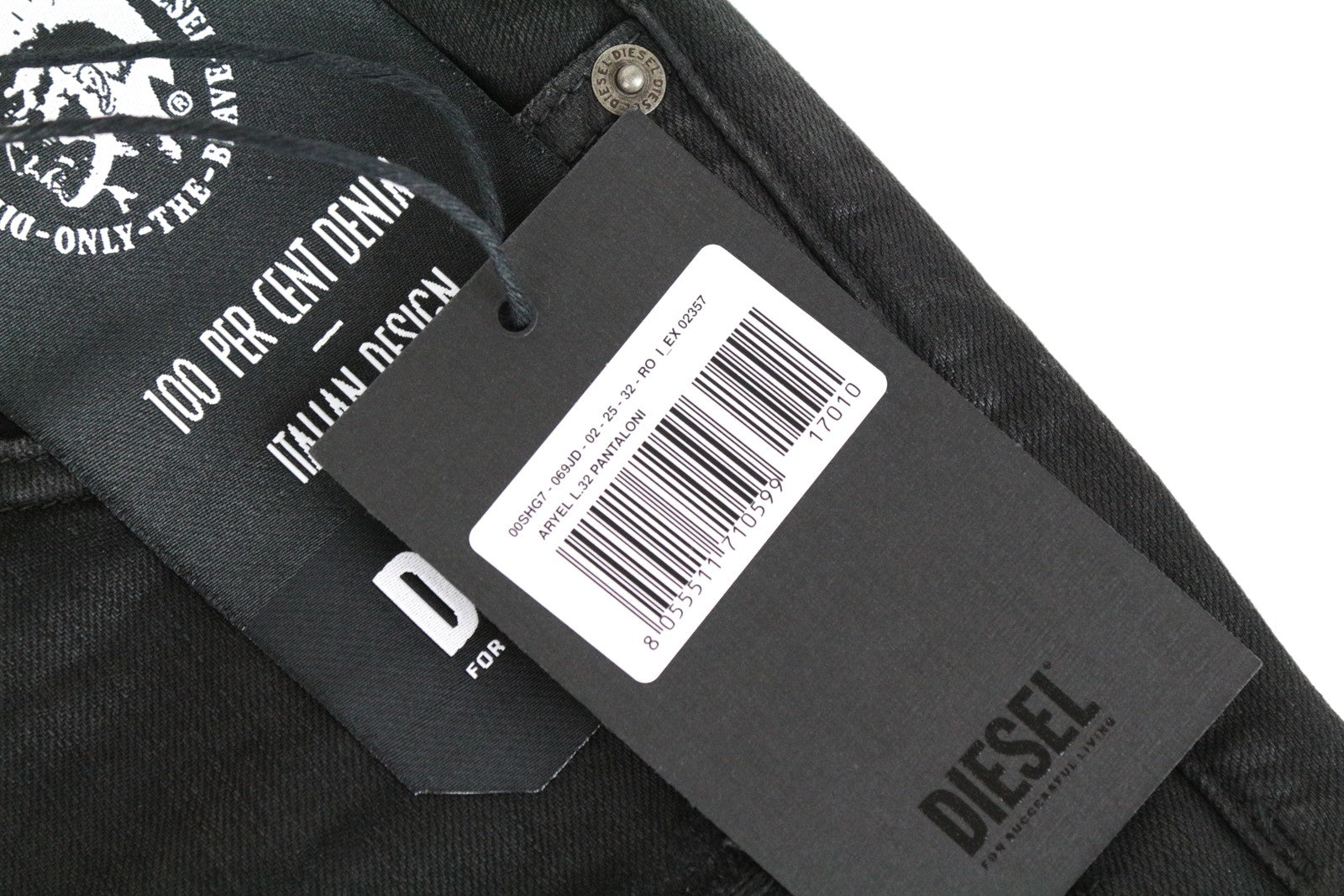 DIESEL Aryel 069JD moteriški džinsai W25/L32 Įprasti tiesūs dengti juodi tamprūs džinsai 