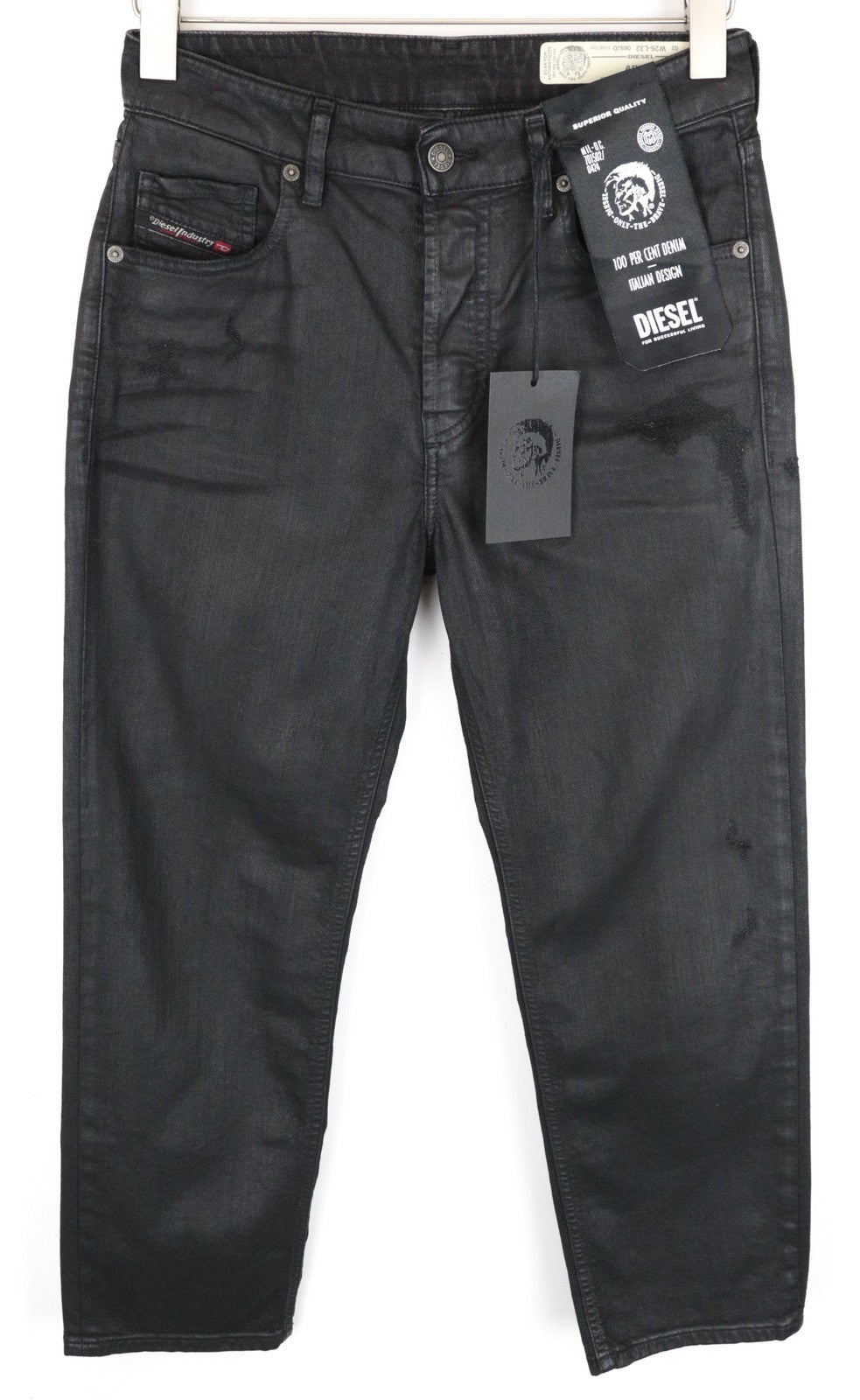 DIESEL Aryel 069JD moteriški džinsai W26/L32 dengti tamprūs tiesūs juodi 