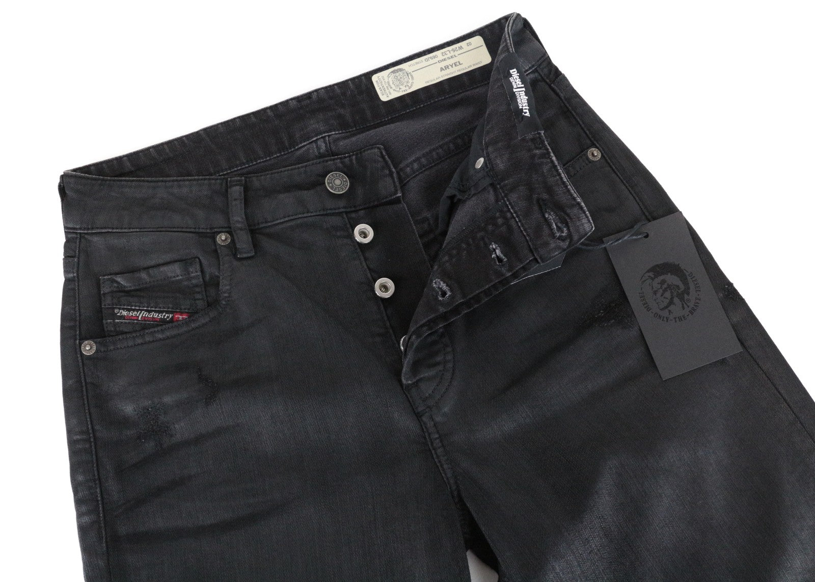 DIESEL Aryel 069JD moteriški džinsai W26/L32 dengti tamprūs tiesūs juodi 