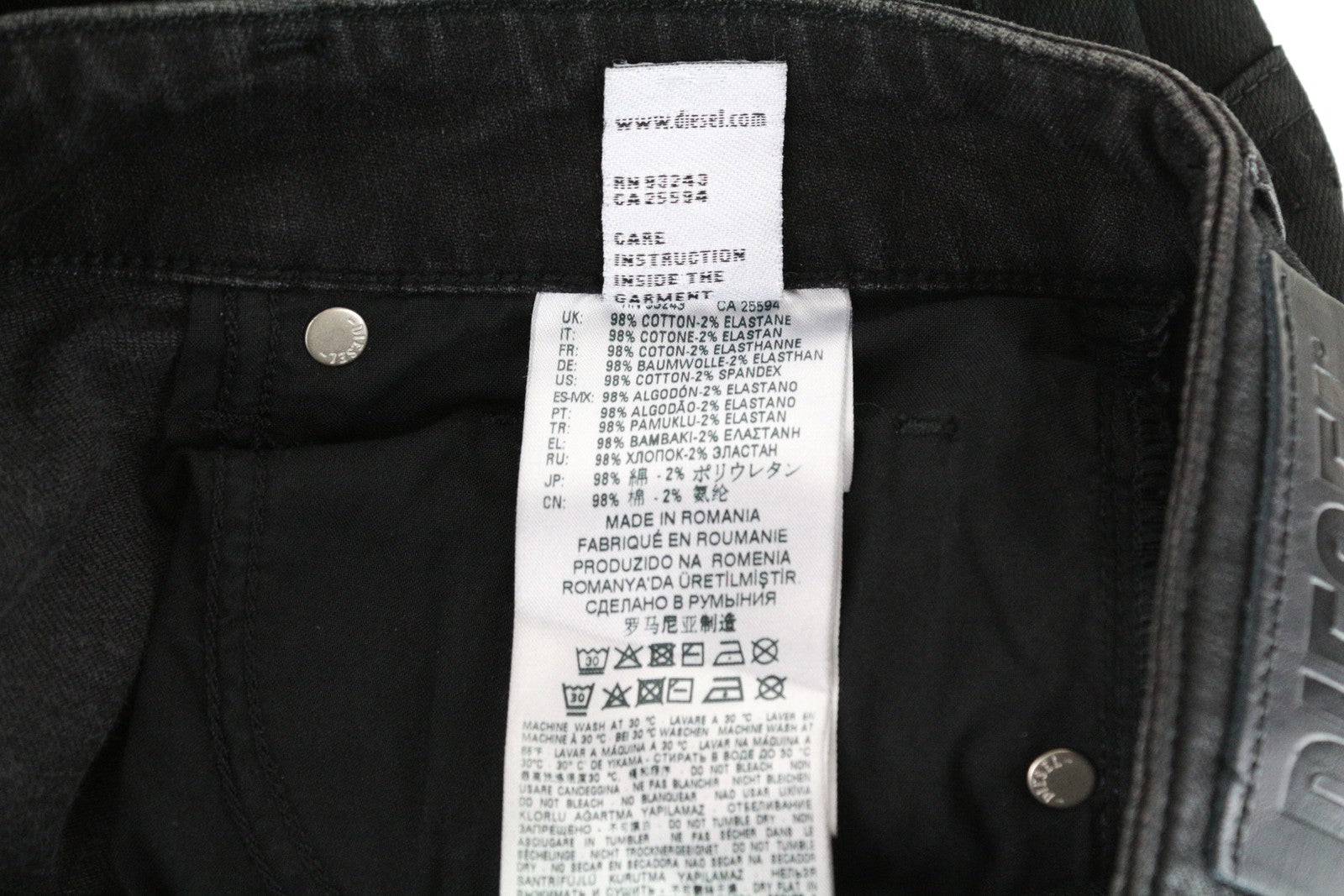 DIESEL Aryel 069JD moteriški džinsai W25/L30 juodi, įprasti, tiesūs, dengti, tamprūs 