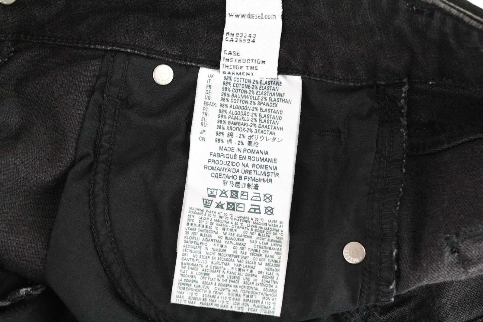 DIESEL Aryel 069JD moteriški džinsai W24/L32 mergaitėms, tamprūs, tiesūs, juodi 