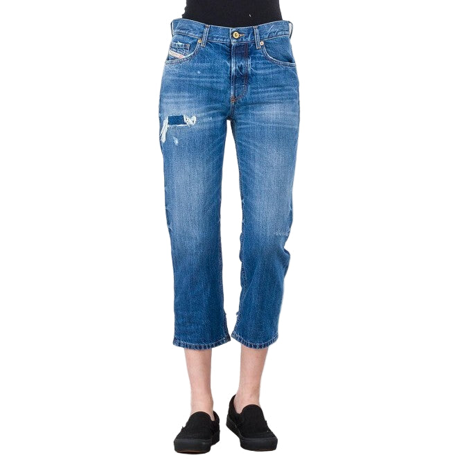 DIESEL Aryel 080AH moteriški džinsai W24/L30 Distress Straight Blue mergaitiškiems, netempiami 