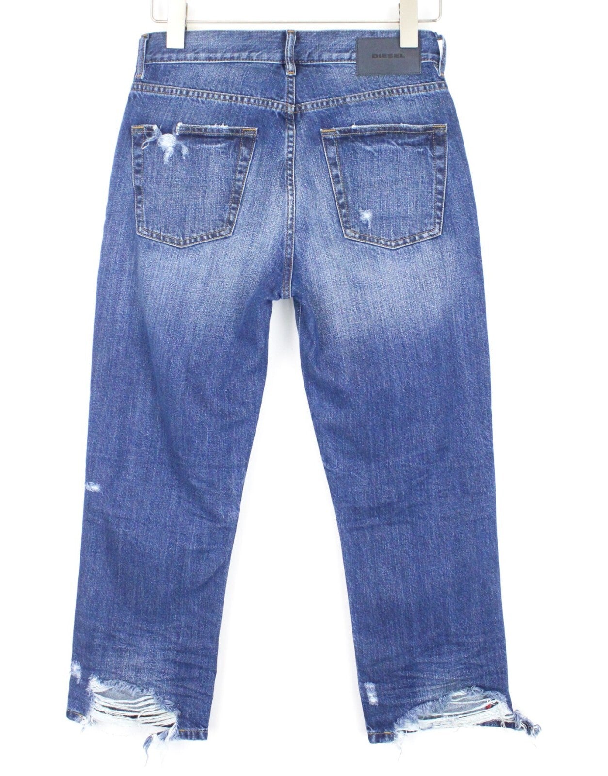 DIESEL Aryel 080AH moteriški džinsai W24/L30 Distress Straight Blue mergaitiškiems, netempiami 